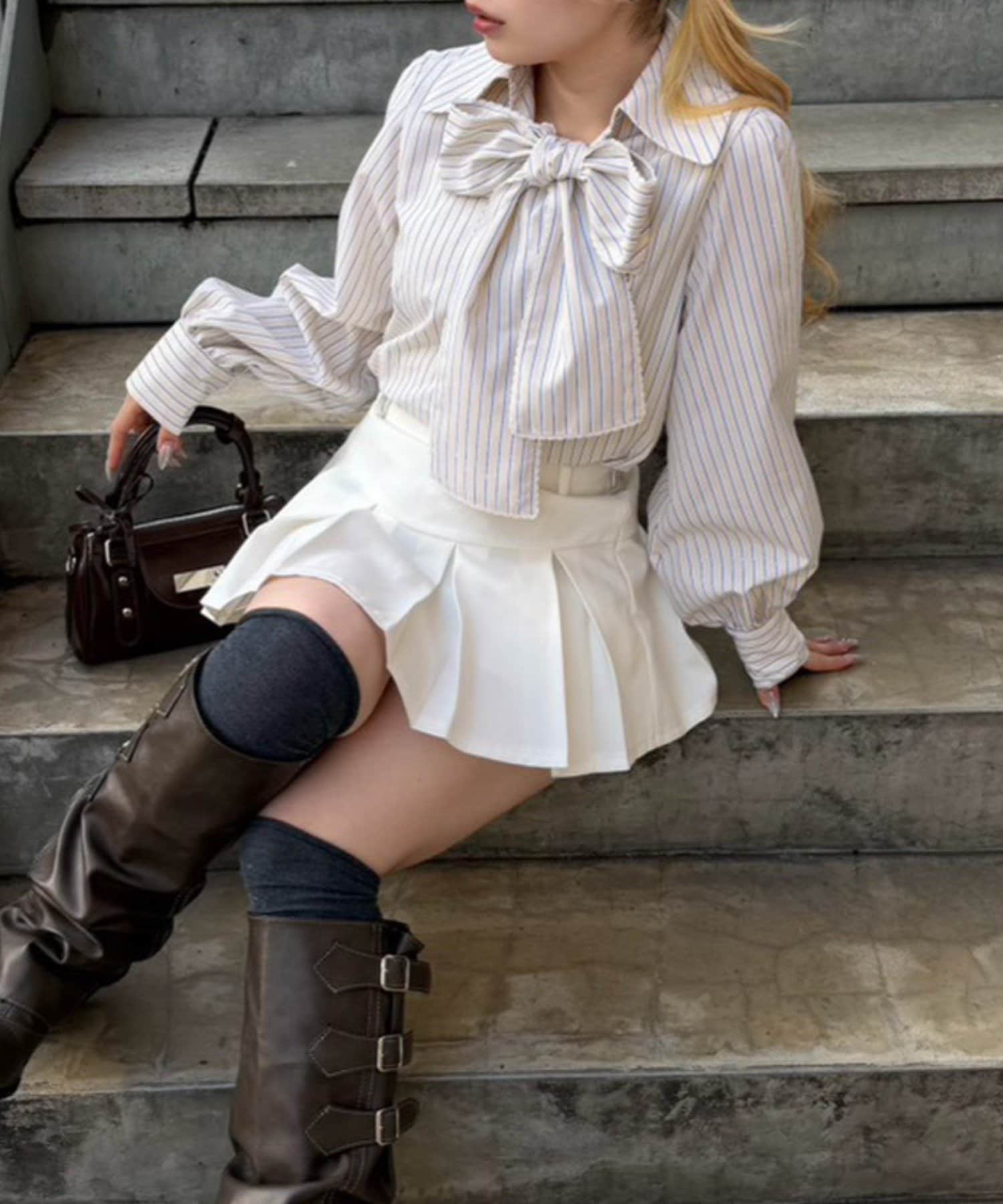 NICE CLAUP / OLIVE des OLIVE OUTLET(ナイスクラップ  / オリーブ デ オリーブ アウトレット) 【RMAF】ピコレースボウタイブラウス