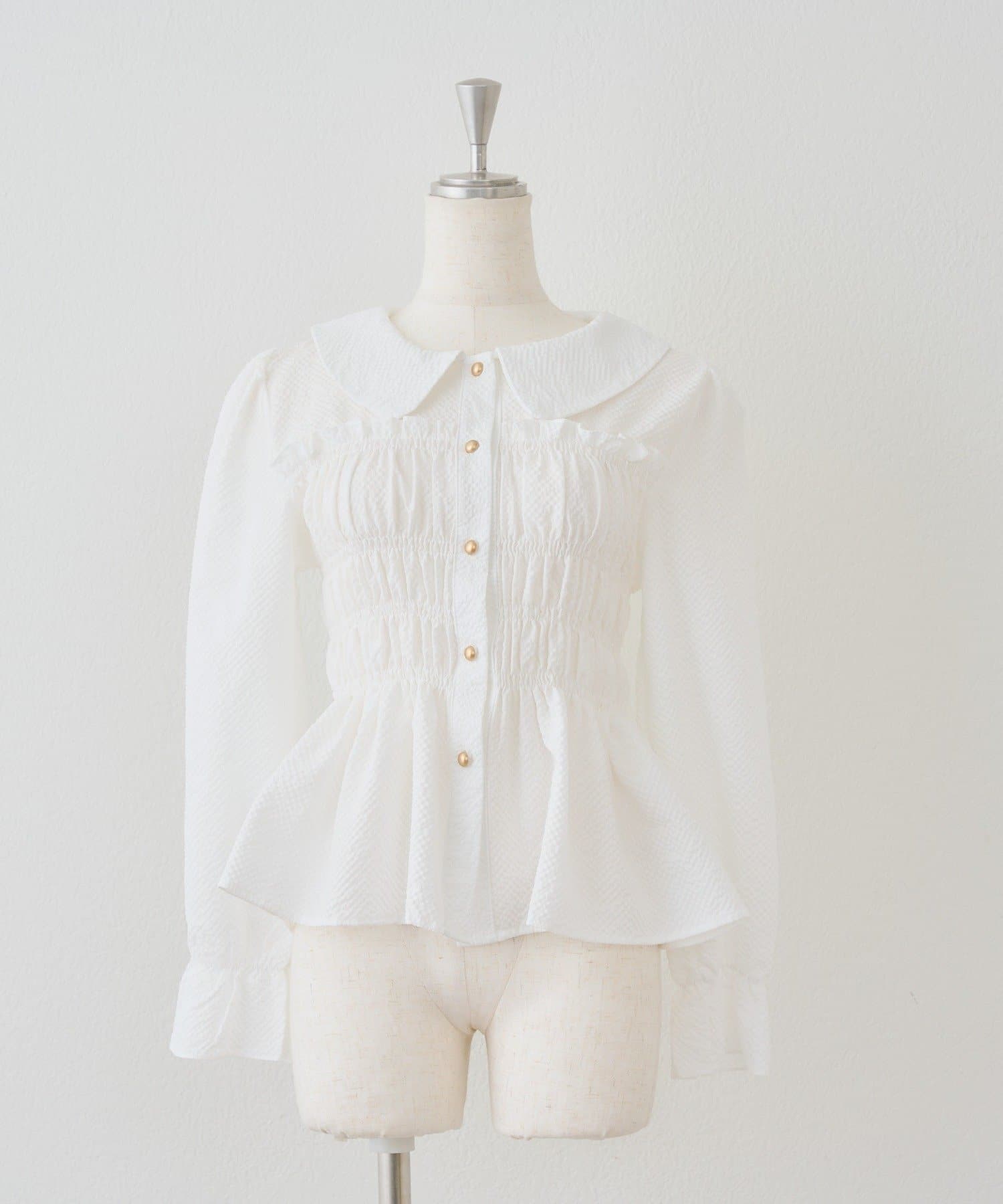 NICE CLAUP / OLIVE des OLIVE OUTLET(ナイスクラップ  / オリーブ デ オリーブ アウトレット) 【ANOTHER BRANCH】シャーリング衿付ブラウス