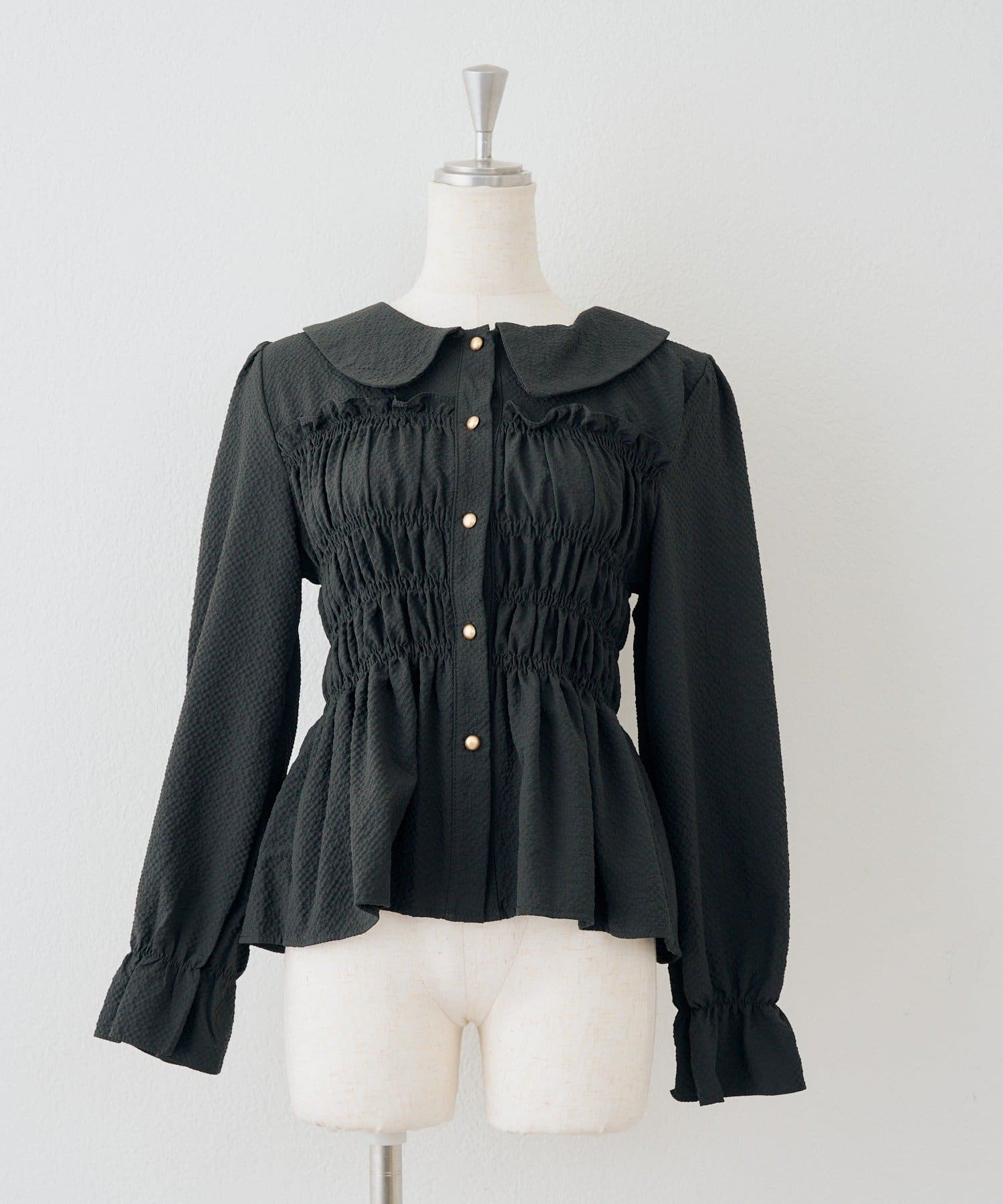 NICE CLAUP / OLIVE des OLIVE OUTLET(ナイスクラップ  / オリーブ デ オリーブ アウトレット) 【ANOTHER BRANCH】シャーリング衿付ブラウス