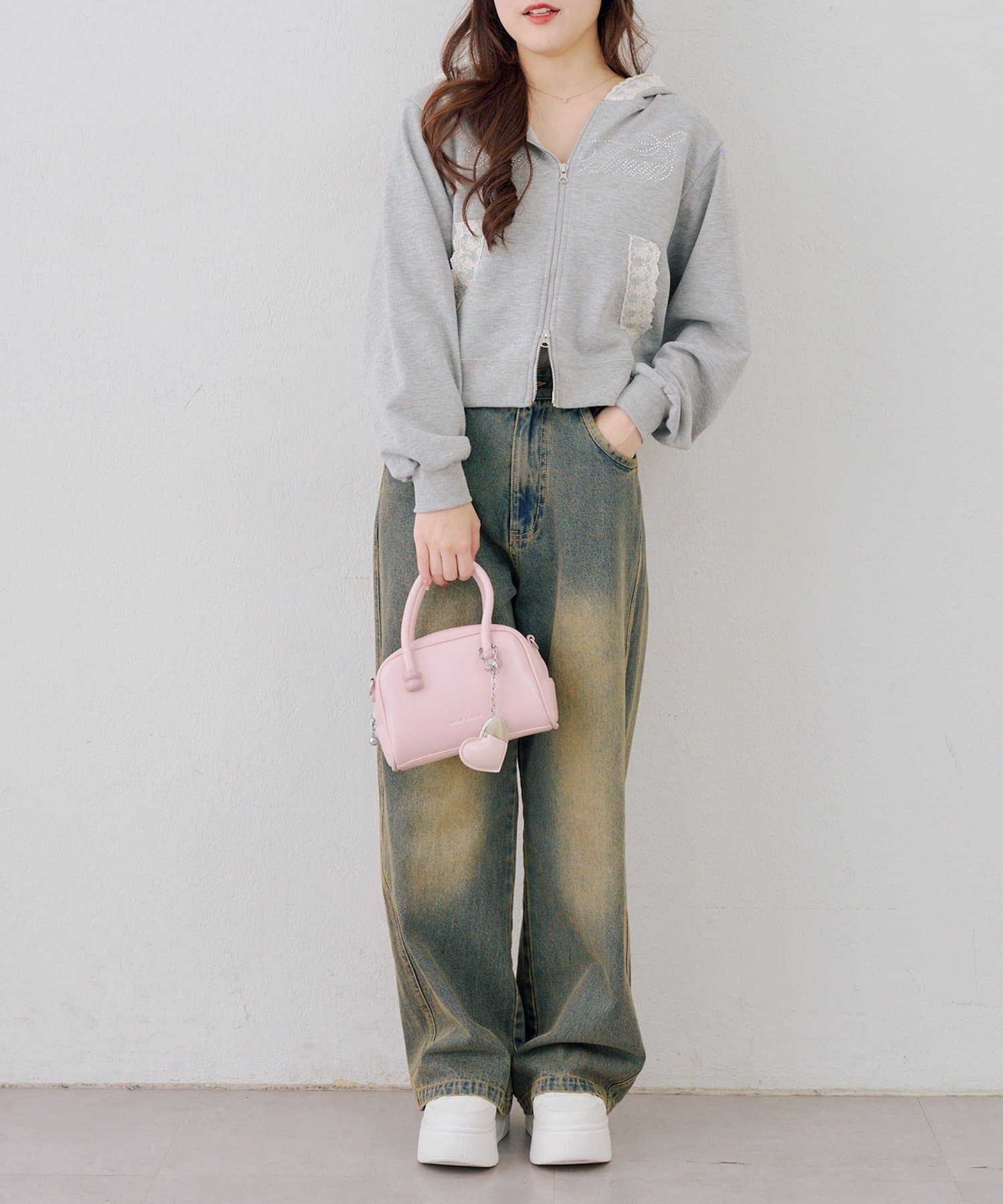 NICE CLAUP / OLIVE des OLIVE OUTLET(ナイスクラップ  / オリーブ デ オリーブ アウトレット) 【Another Branch】レース付ZIPパーカー