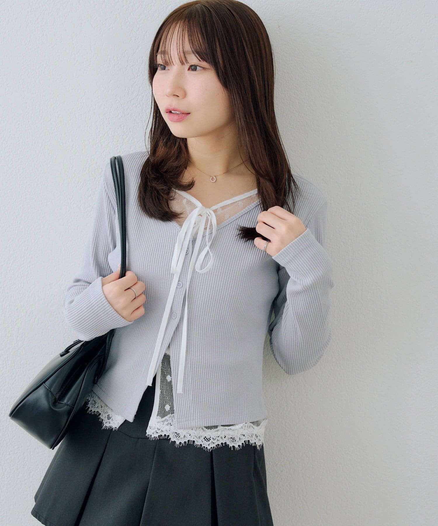RMAF】レースドッキングVカーディガン | NICE CLAUP / OLIVE des OLIVE