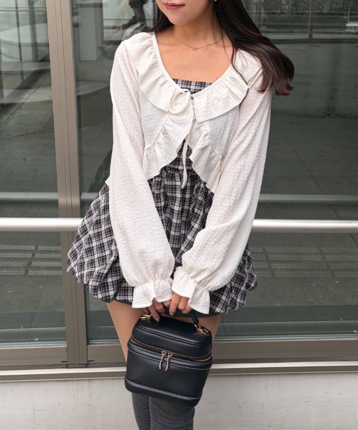 NICE CLAUP / OLIVE des OLIVE OUTLET(ナイスクラップ  / オリーブ デ オリーブ アウトレット) 【RMAF】ラッフルボレロカーディガン