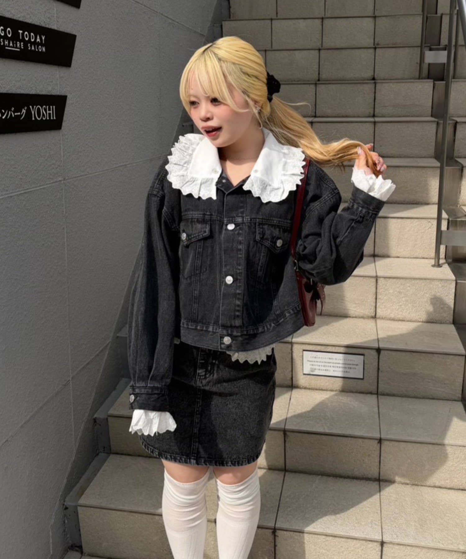 NICE CLAUP / OLIVE des OLIVE OUTLET(ナイスクラップ  / オリーブ デ オリーブ アウトレット) 【RMAF】レース取り外し可能！BIG衿Gジャン