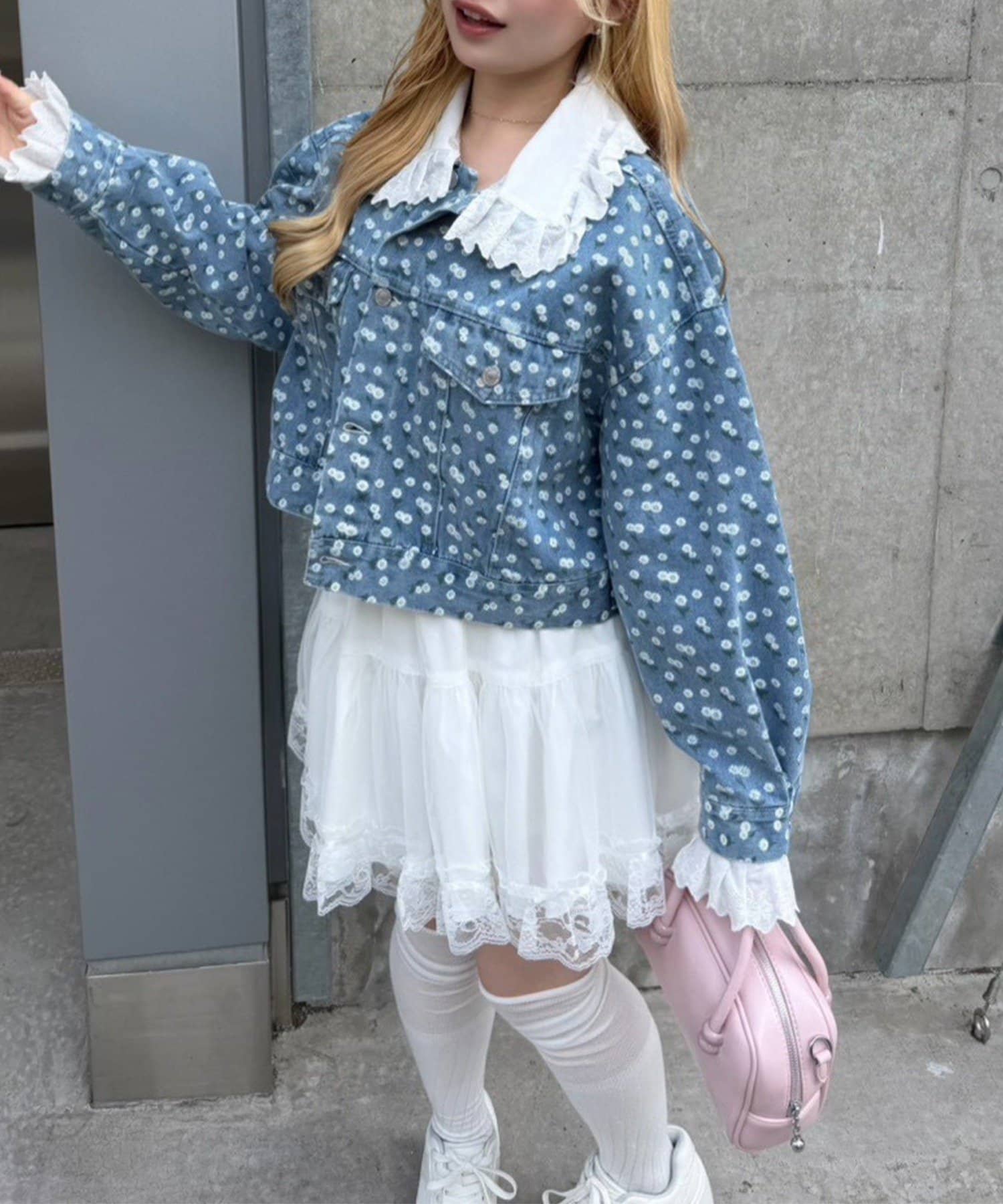 NICE CLAUP / OLIVE des OLIVE OUTLET(ナイスクラップ  / オリーブ デ オリーブ アウトレット) 【RMAF】レース取り外し可能！BIG衿Gジャン