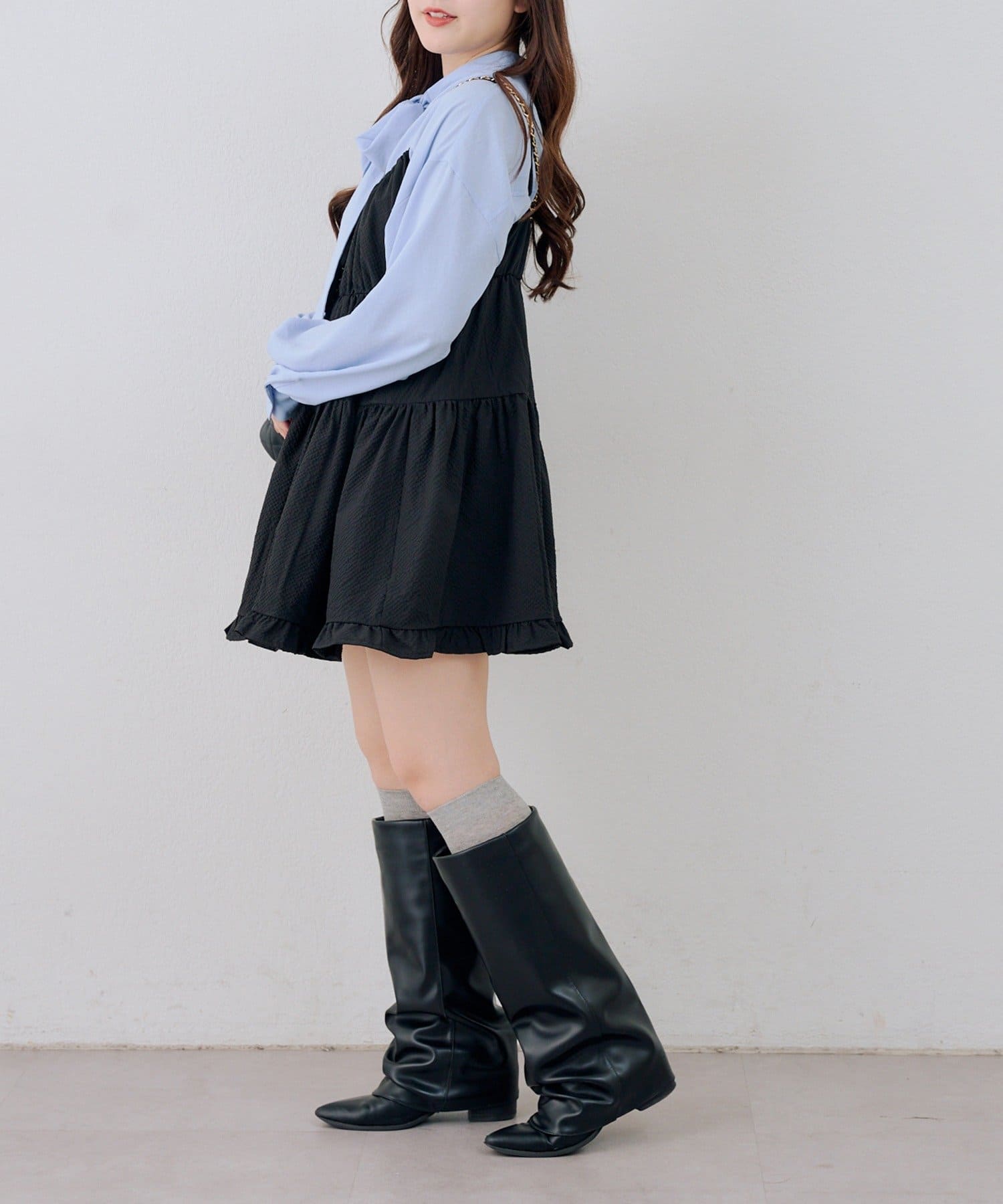 NICE CLAUP / OLIVE des OLIVE OUTLET(ナイスクラップ  / オリーブ デ オリーブ アウトレット) 【RMAF】ティアードチュニックワンピース