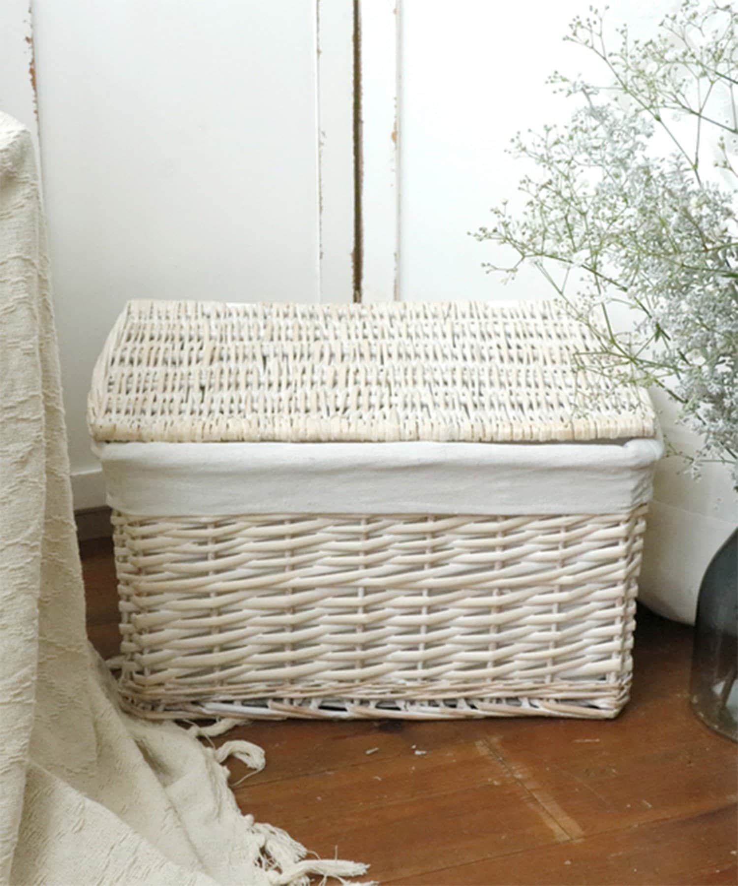 salut!(サリュ) 《WEB限定再入荷》ホワイト柳蓋つきバスケット