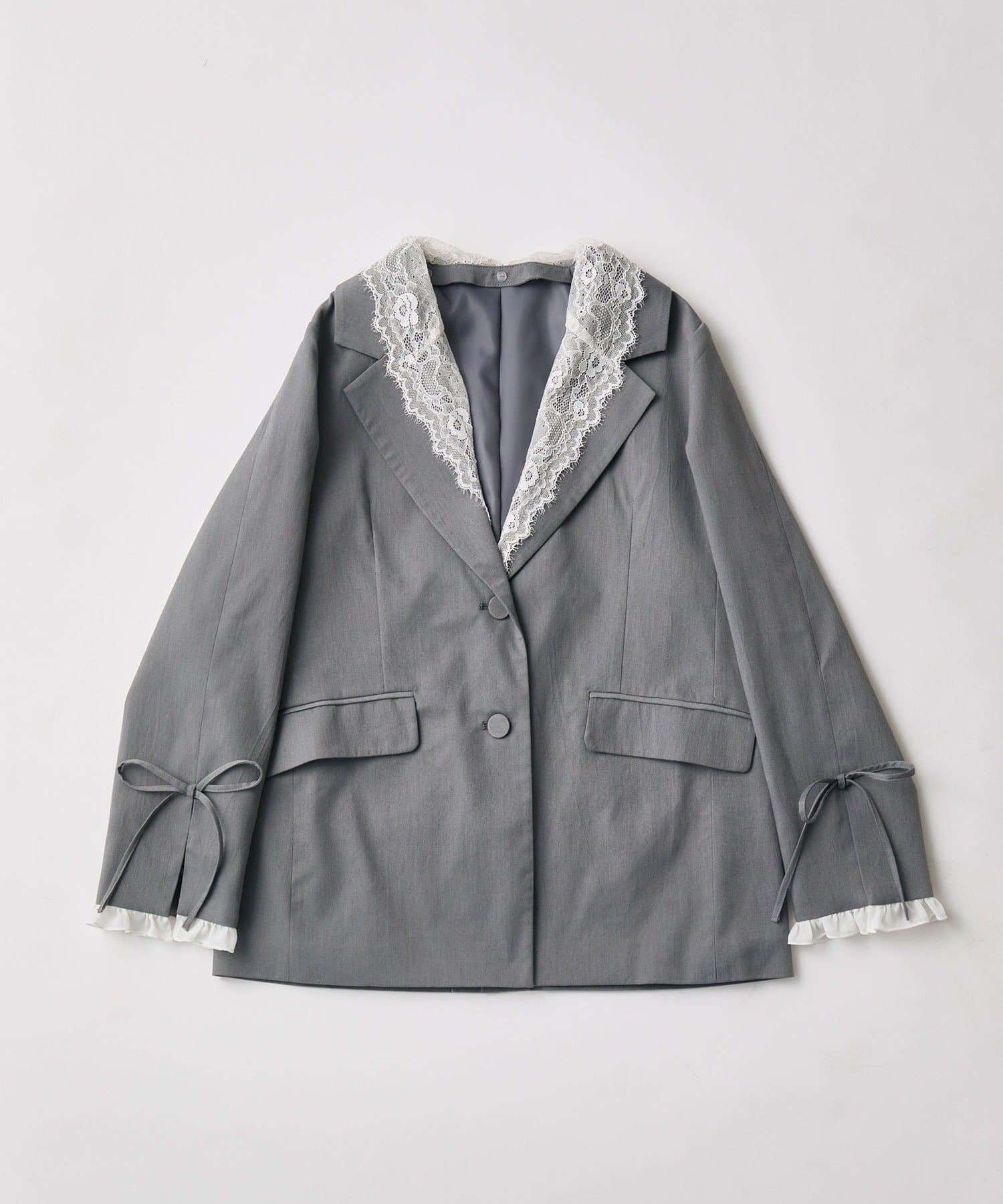 OLIVE des OLIVE(オリーブ デ オリーブ) レース衿ゆるたぽテーラードジャケット