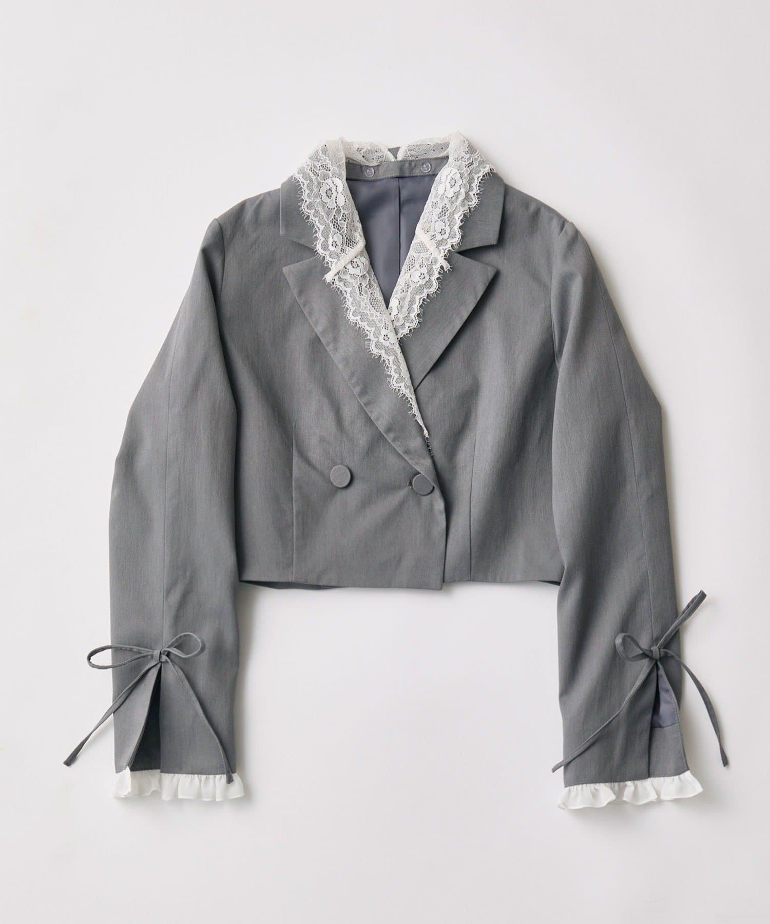 OLIVE des OLIVE(オリーブ デ オリーブ) レース衿ショート丈テーラードジャケット