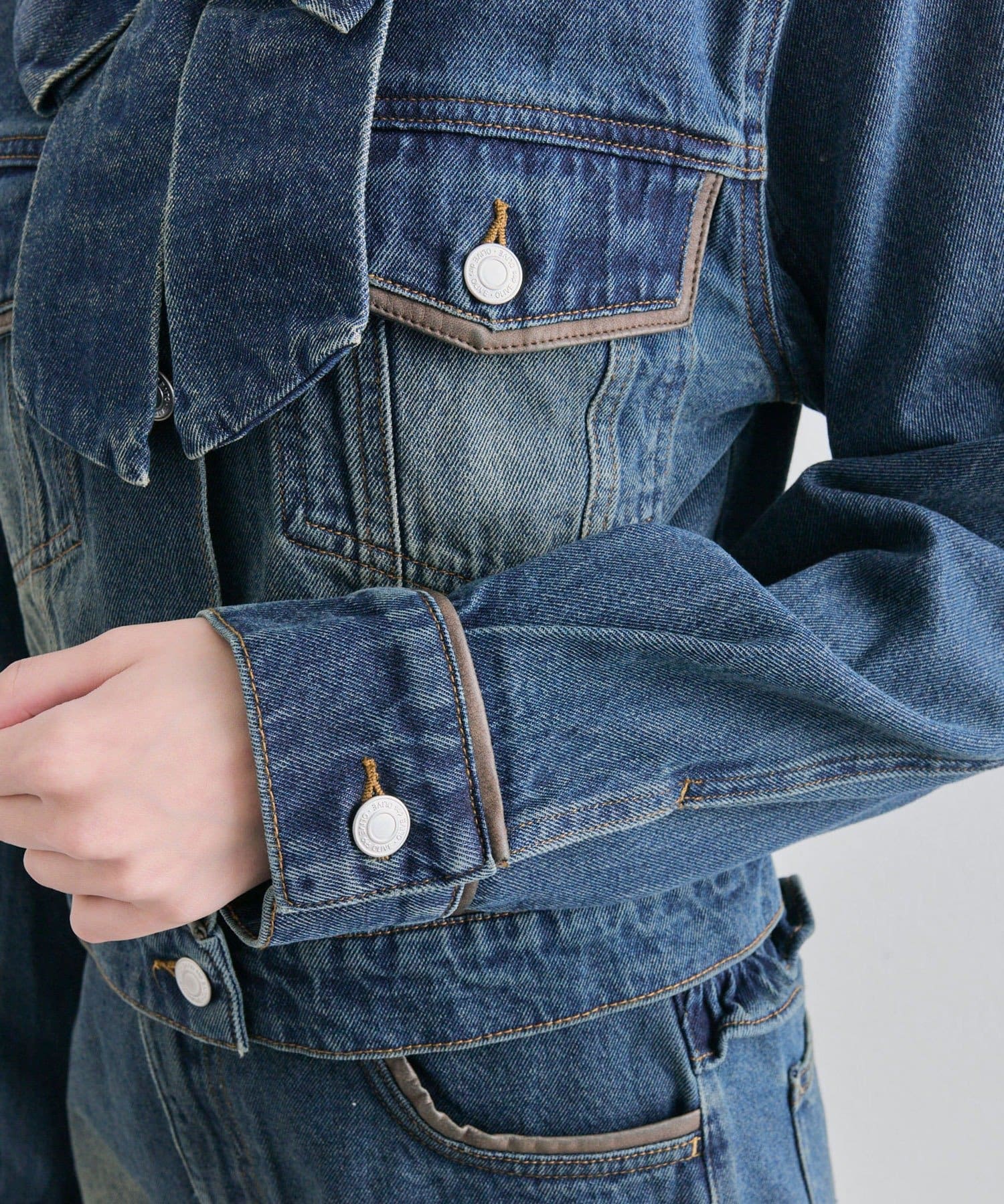 OLIVE des OLIVE(オリーブ デ オリーブ) 合皮衿Gジャン