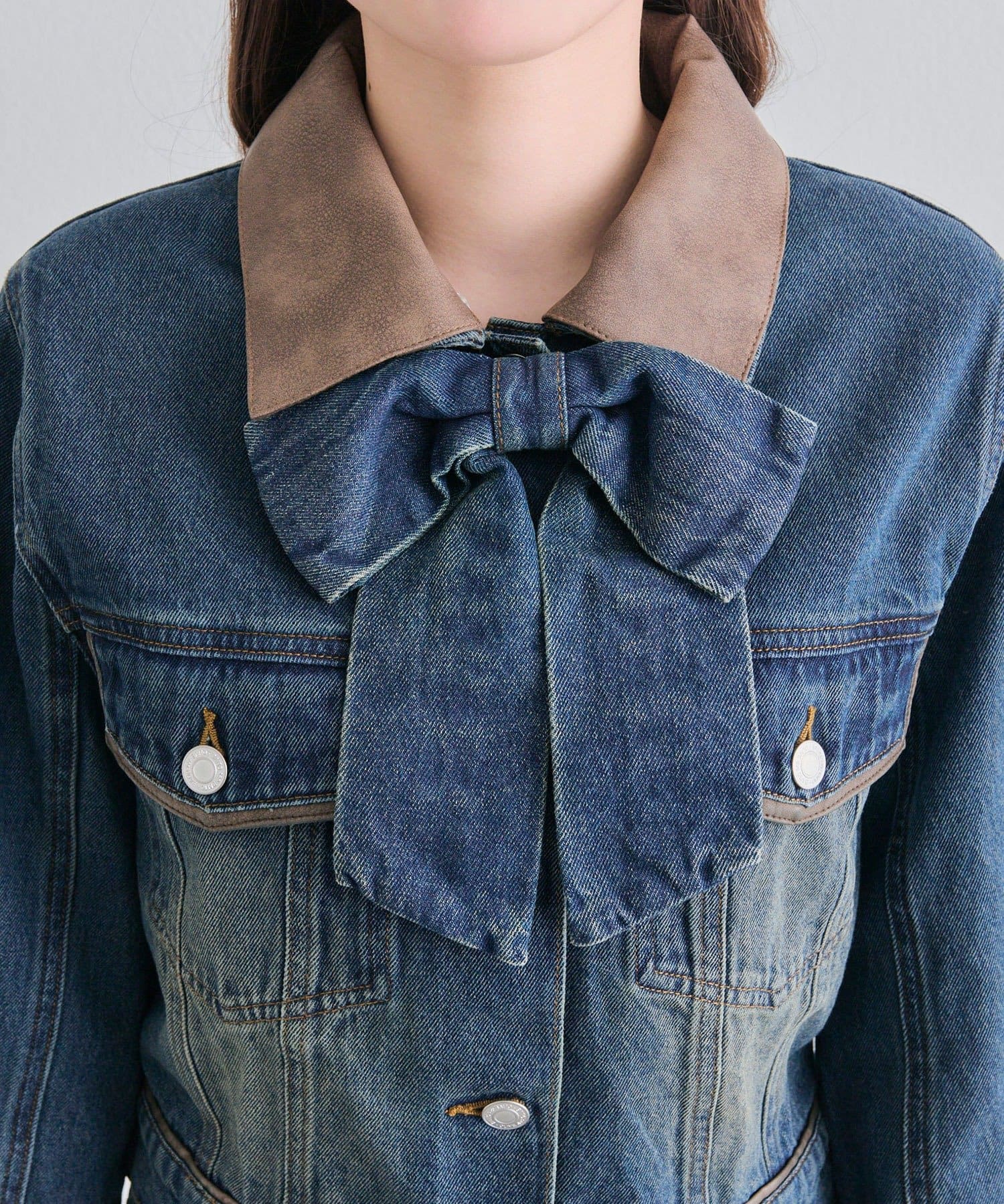 OLIVE des OLIVE(オリーブ デ オリーブ) 合皮衿Gジャン