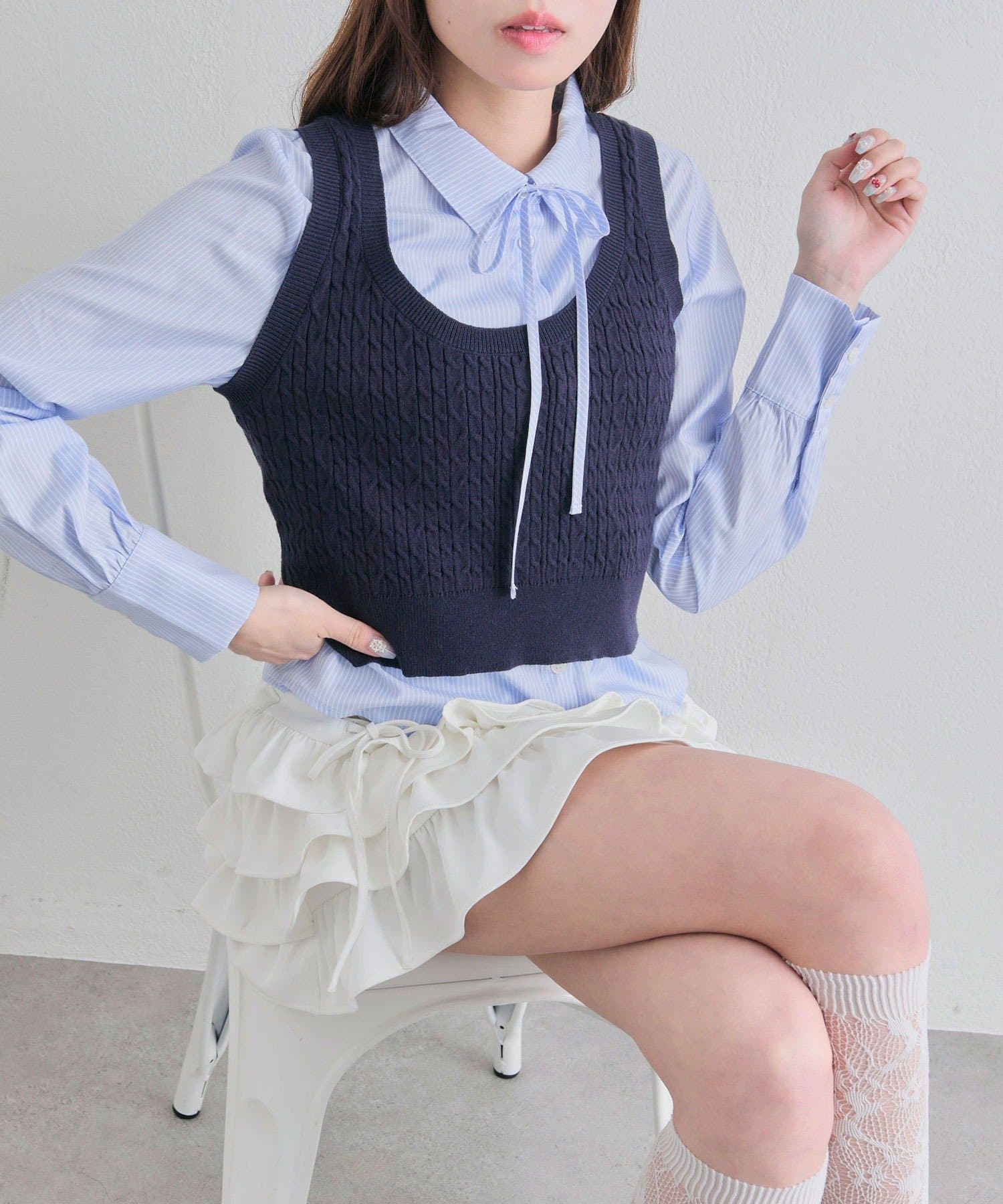 OLIVE des OLIVE(オリーブ デ オリーブ) ベスト+シャツセット