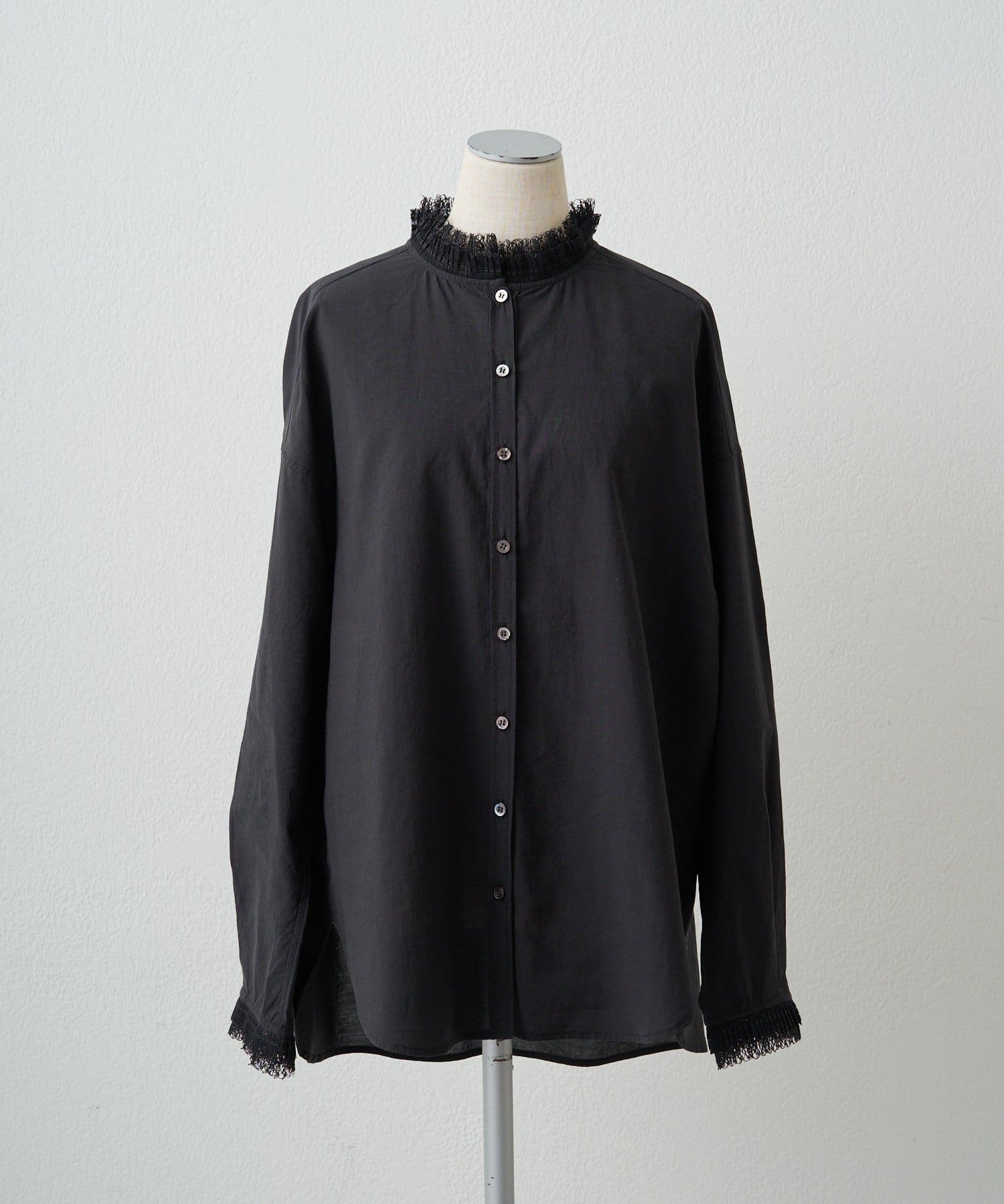 PUAL CE CIN(ピュアルセシン) 襟袖プリーツレースブラウス