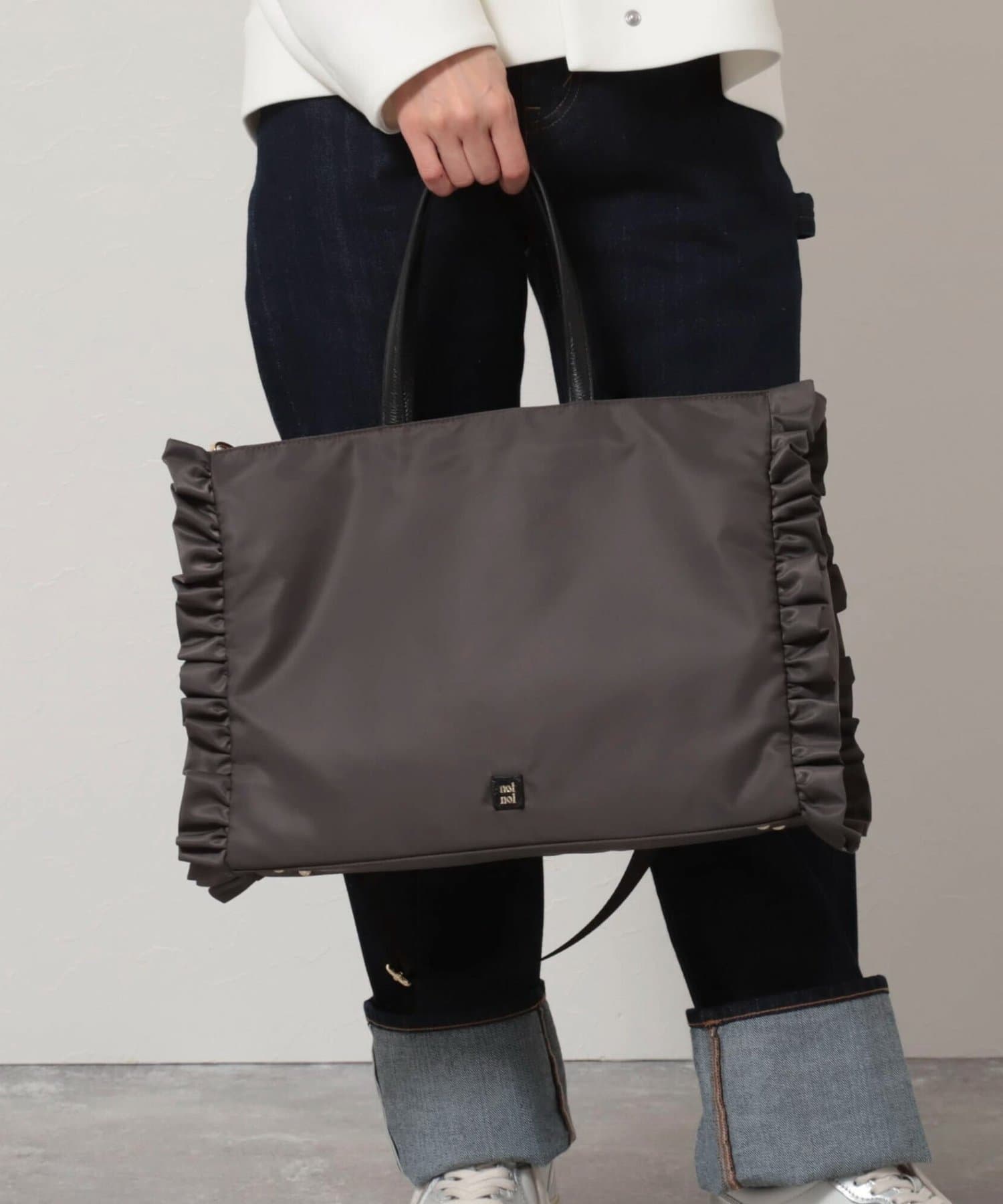 NOLLEY'S(ノーリーズ) 【nolnol/ノルノル】ナイロンフリルトートバッグ