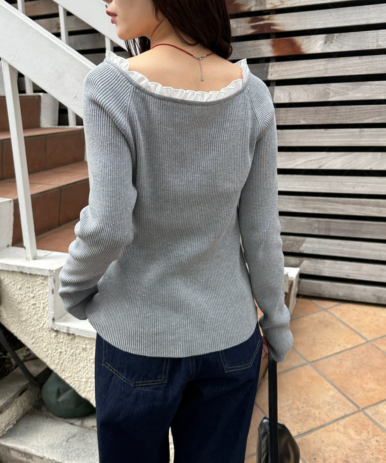 DISCOAT(ディスコート) 【umm.】衿フリルカーディガン