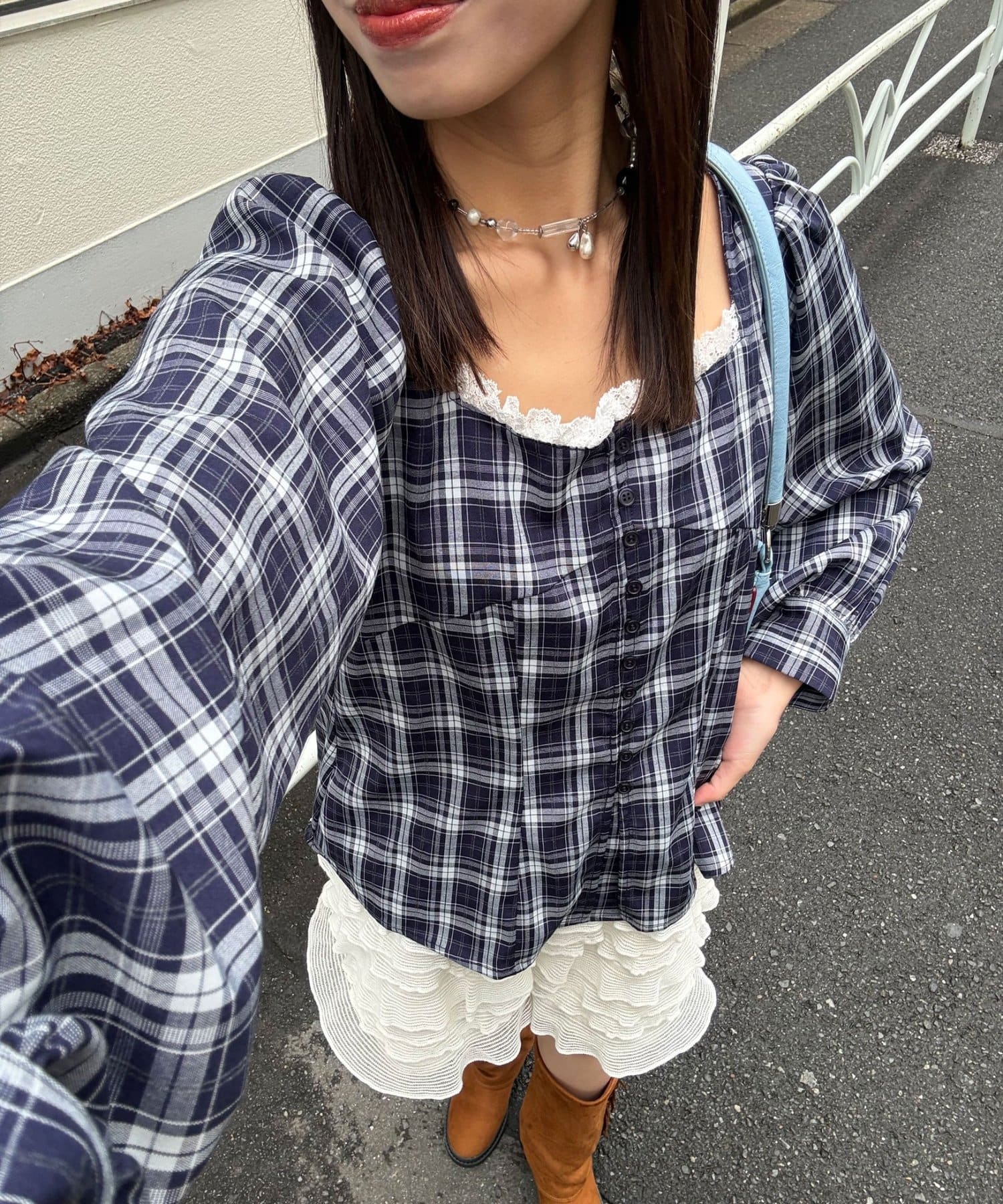 CIAOPANIC(チャオパニック) 【neutral by ciaopanic】スクエアネックシャーリングブラウス