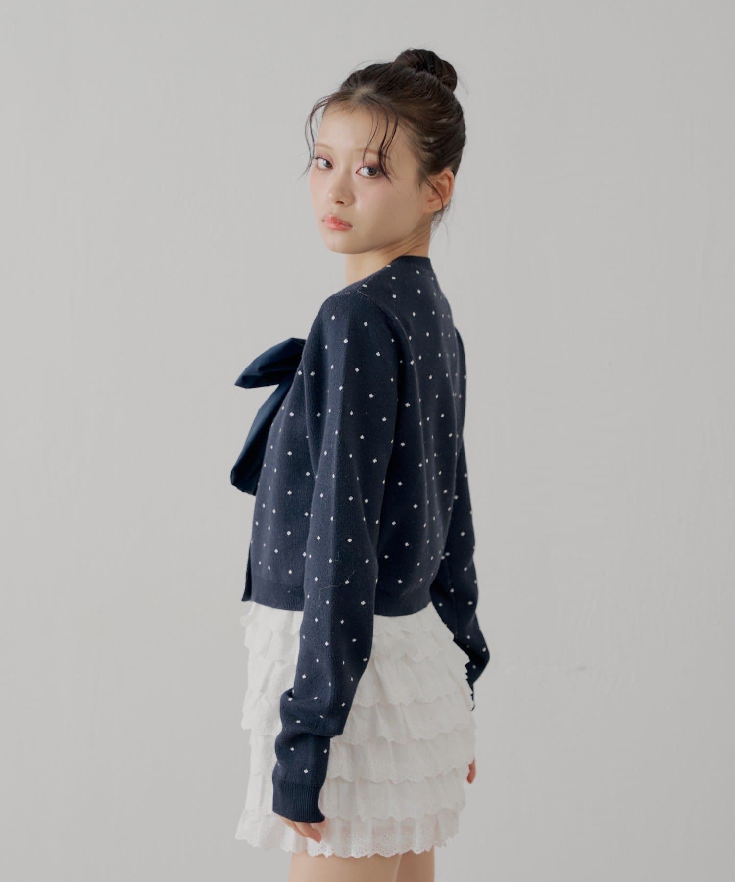 Chico(チコ) 【セットアップ対応】リボンコンパクトニットカーディガン