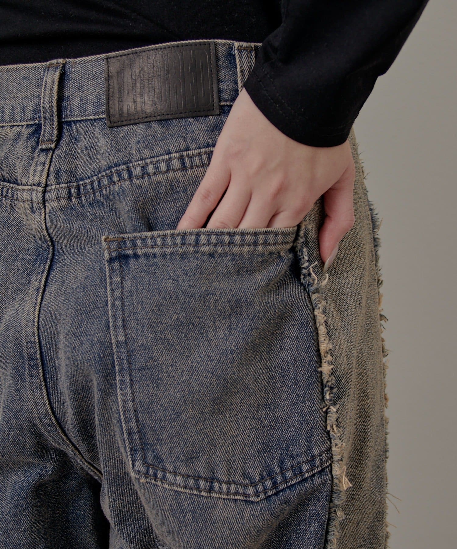 mline(エムライン) [mline]サイドフリンジデニム