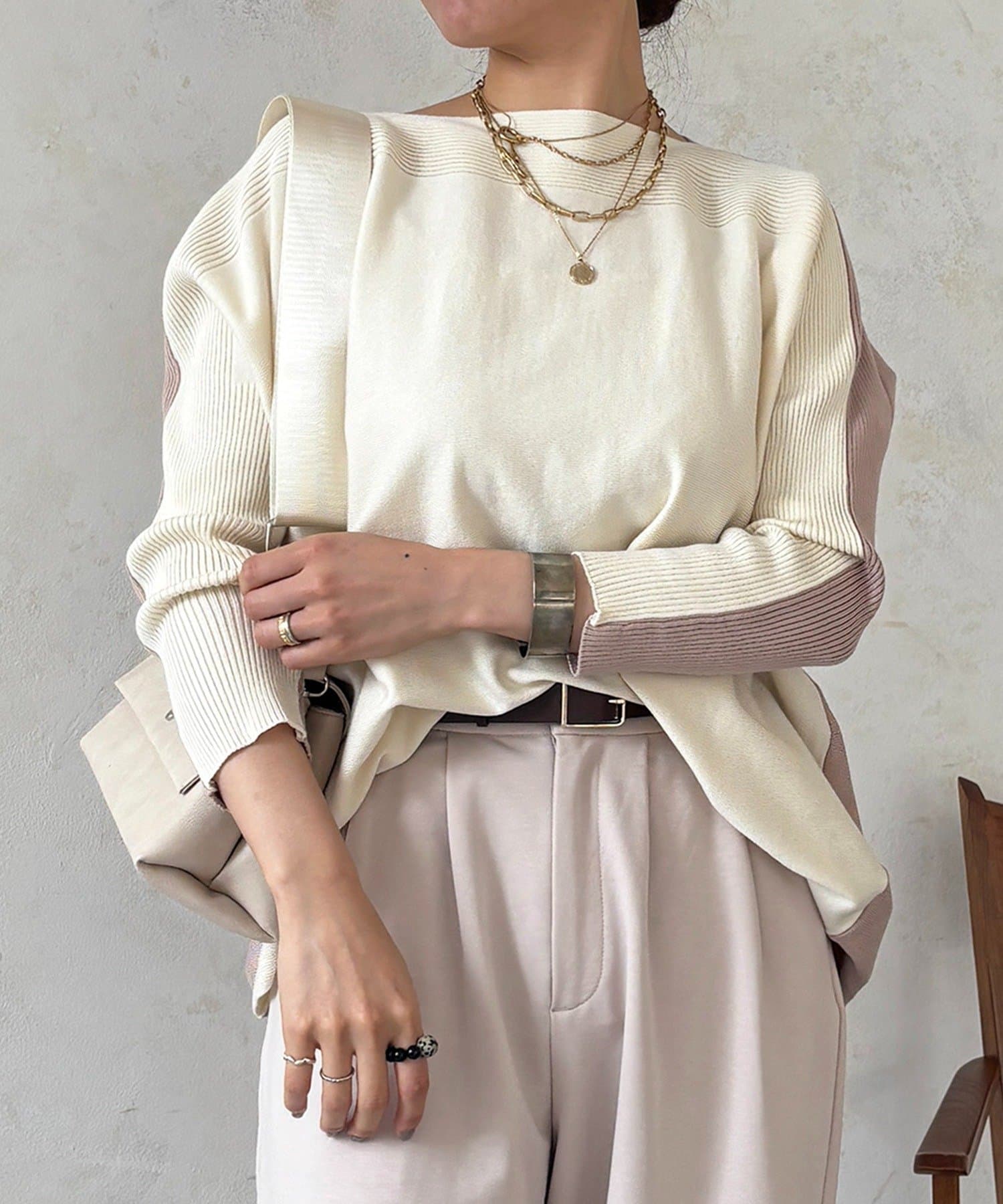 un dix cors(アンディコール) バイカラーニットプルオーバー