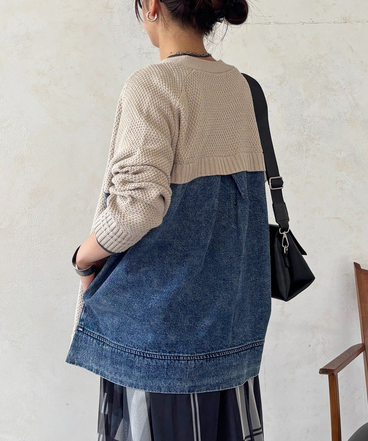 un dix cors(アンディコール) デニムコンビニットジップカーデ