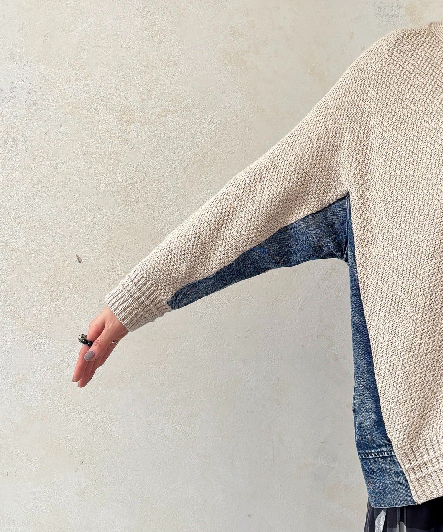 un dix cors(アンディコール) デニムコンビニットジップカーデ