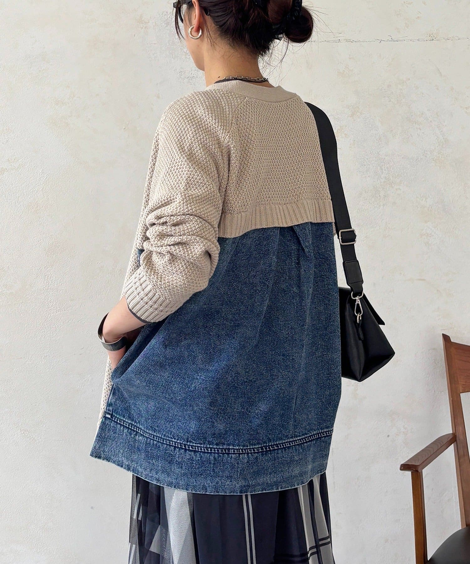 un dix cors(アンディコール) デニムコンビニットジップカーデ