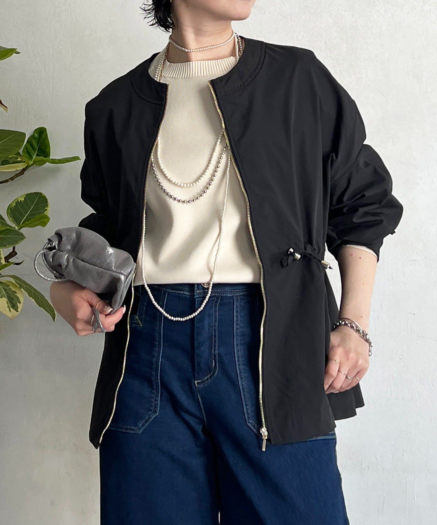 un dix cors(アンディコール) メモリータフタノーカラーブルゾン