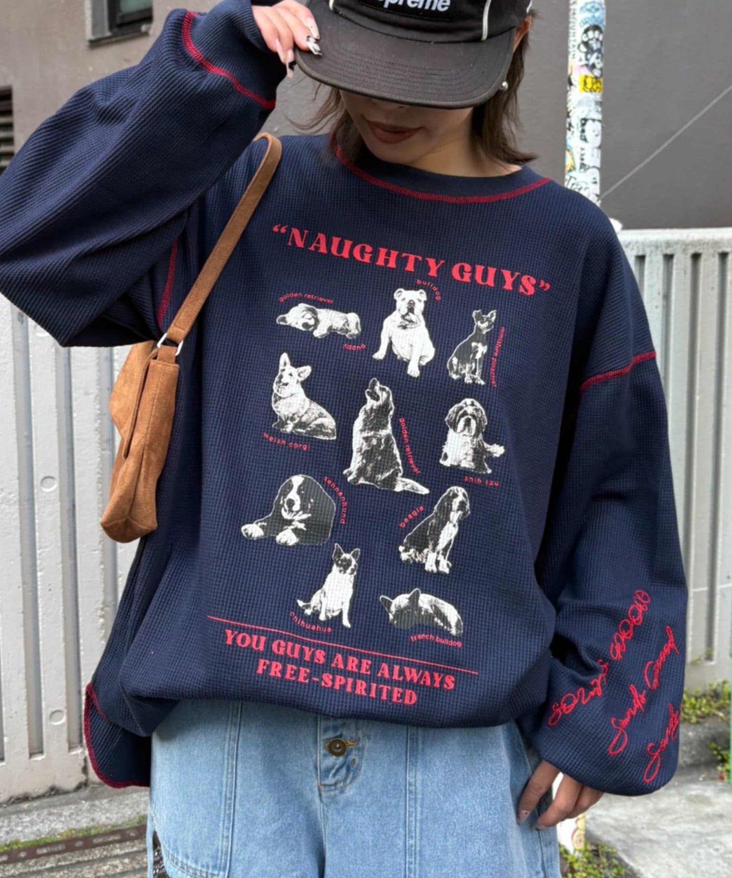 CIAOPANIC TYPY(チャオパニックティピー) 【SOUNDS GOOOOD】DOG総柄刺繍プリントワッフルロンTEE