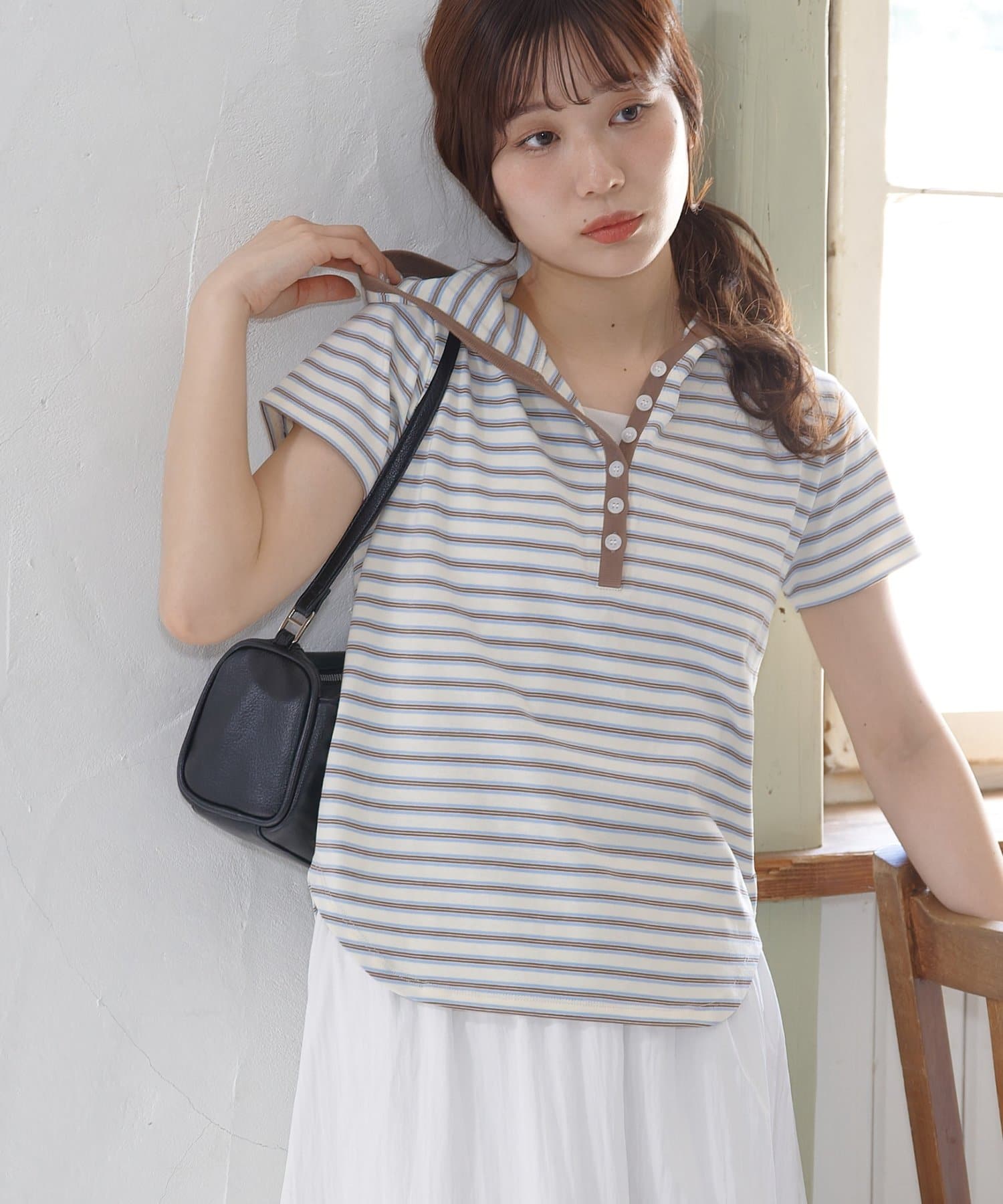 DISCOAT(ディスコート) 【umm.】マルチボーダーフードTシャツ