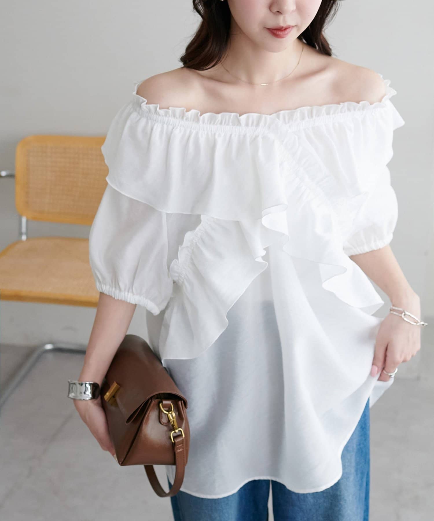 DISCOAT(ディスコート) 【WEB限定】クロスフリルブラウス