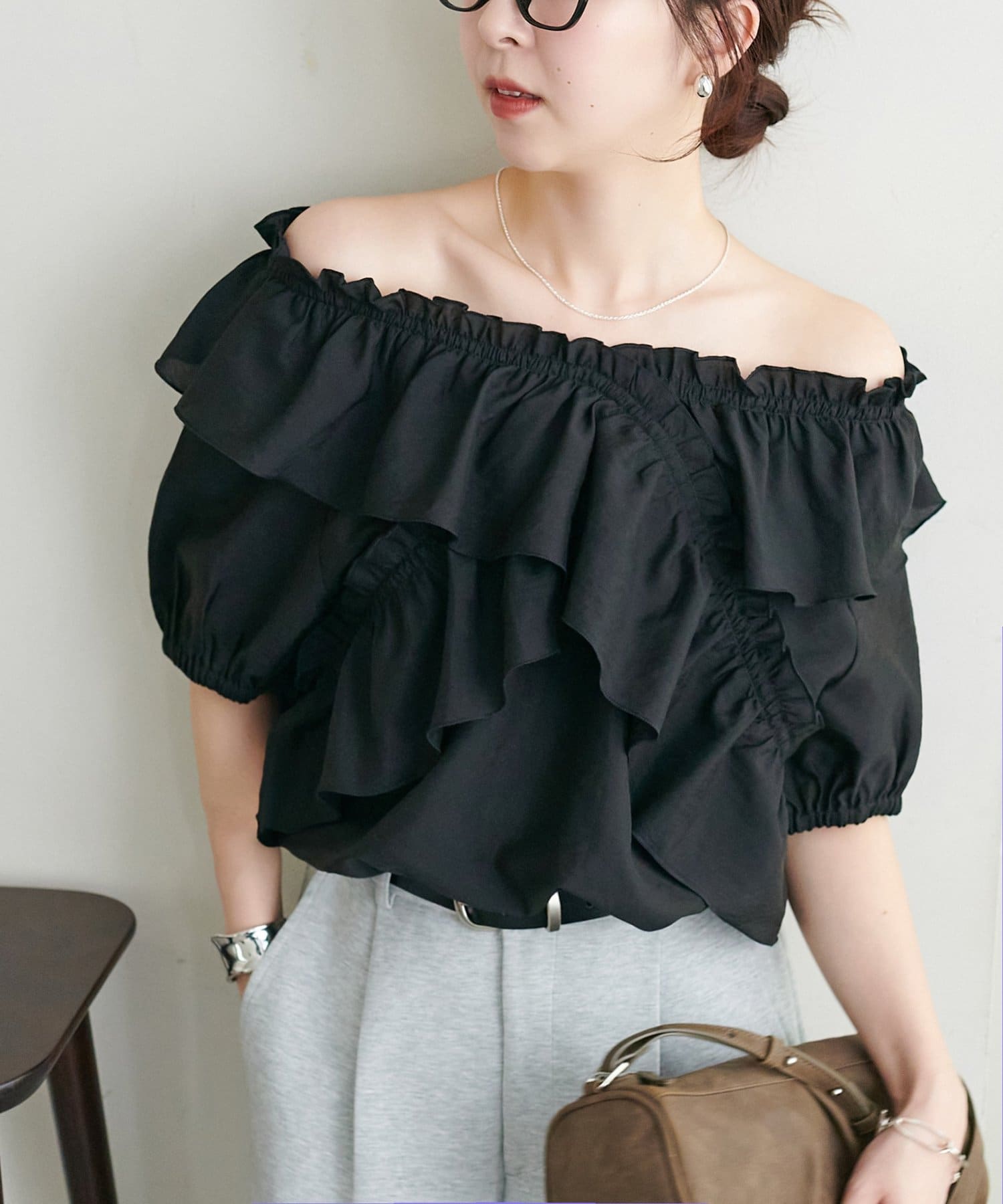 DISCOAT(ディスコート) 【WEB限定】クロスフリルブラウス