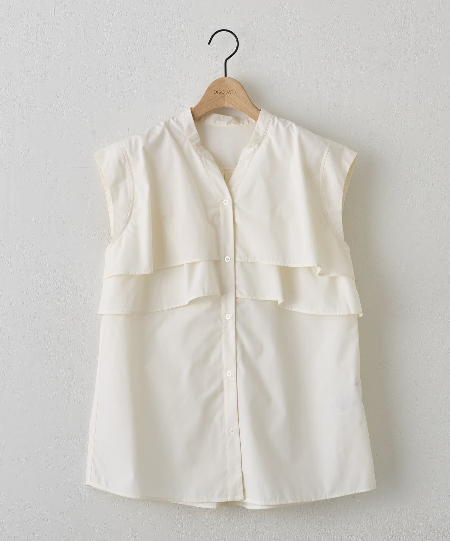 DISCOAT(ディスコート) 【WEB限定】ヨークフリルノースリブラウス