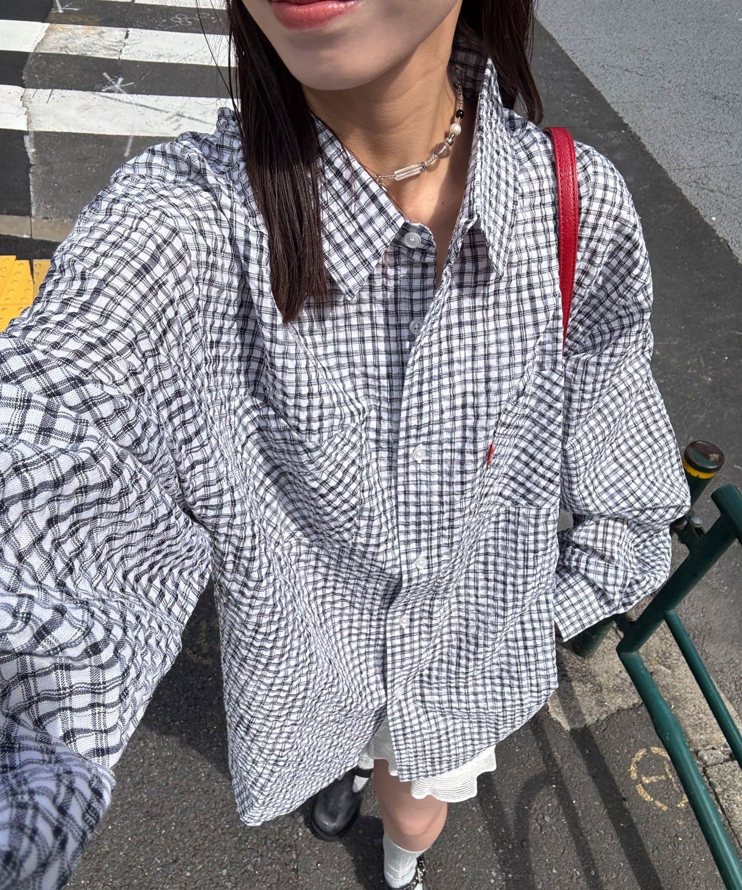 CIAOPANIC(チャオパニック) 【♡15で1500円OFFクーポン！？】チェックサッカー長袖シャツ