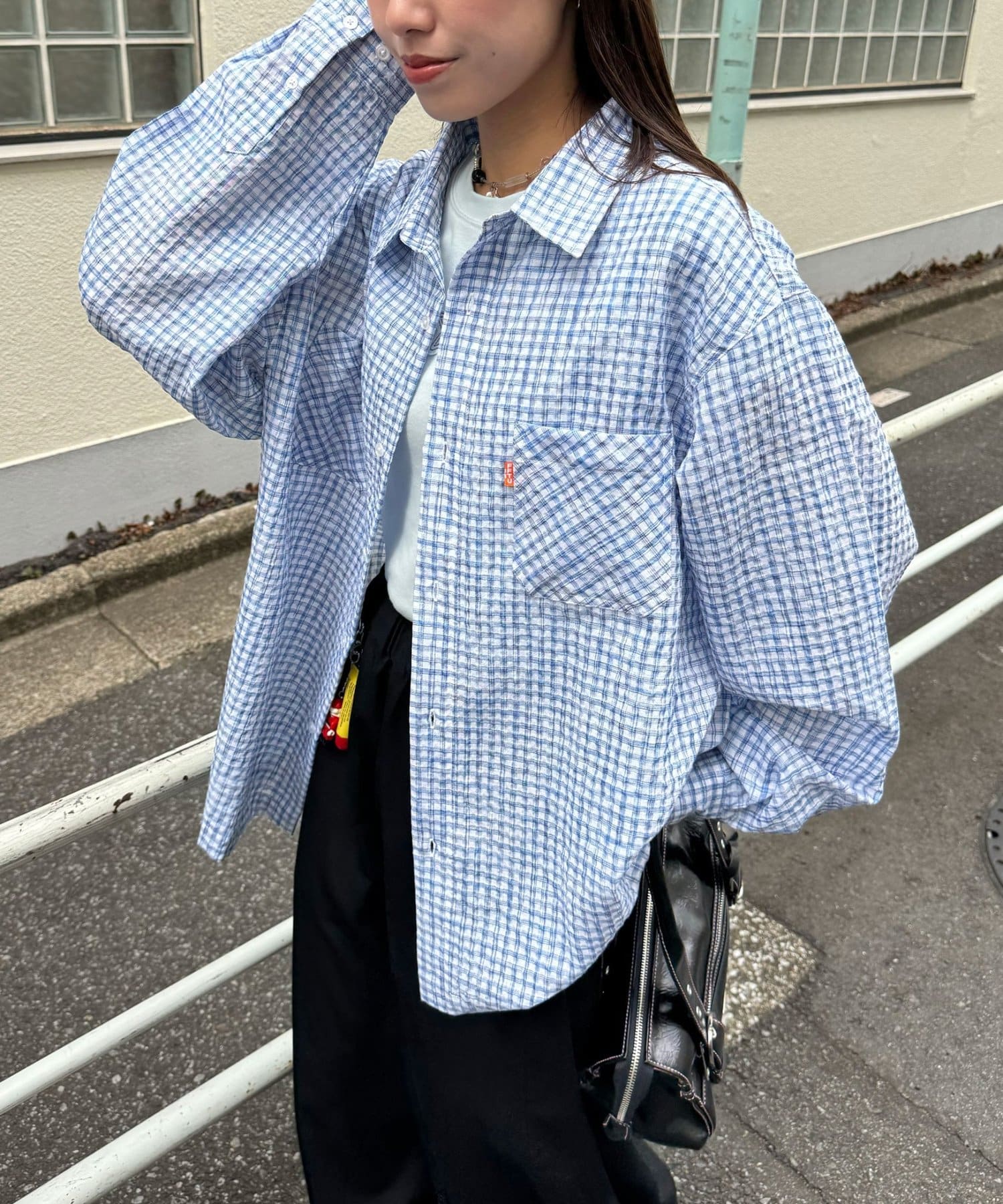 CIAOPANIC(チャオパニック) 【♡15で1500円OFFクーポン！？】チェックサッカー長袖シャツ