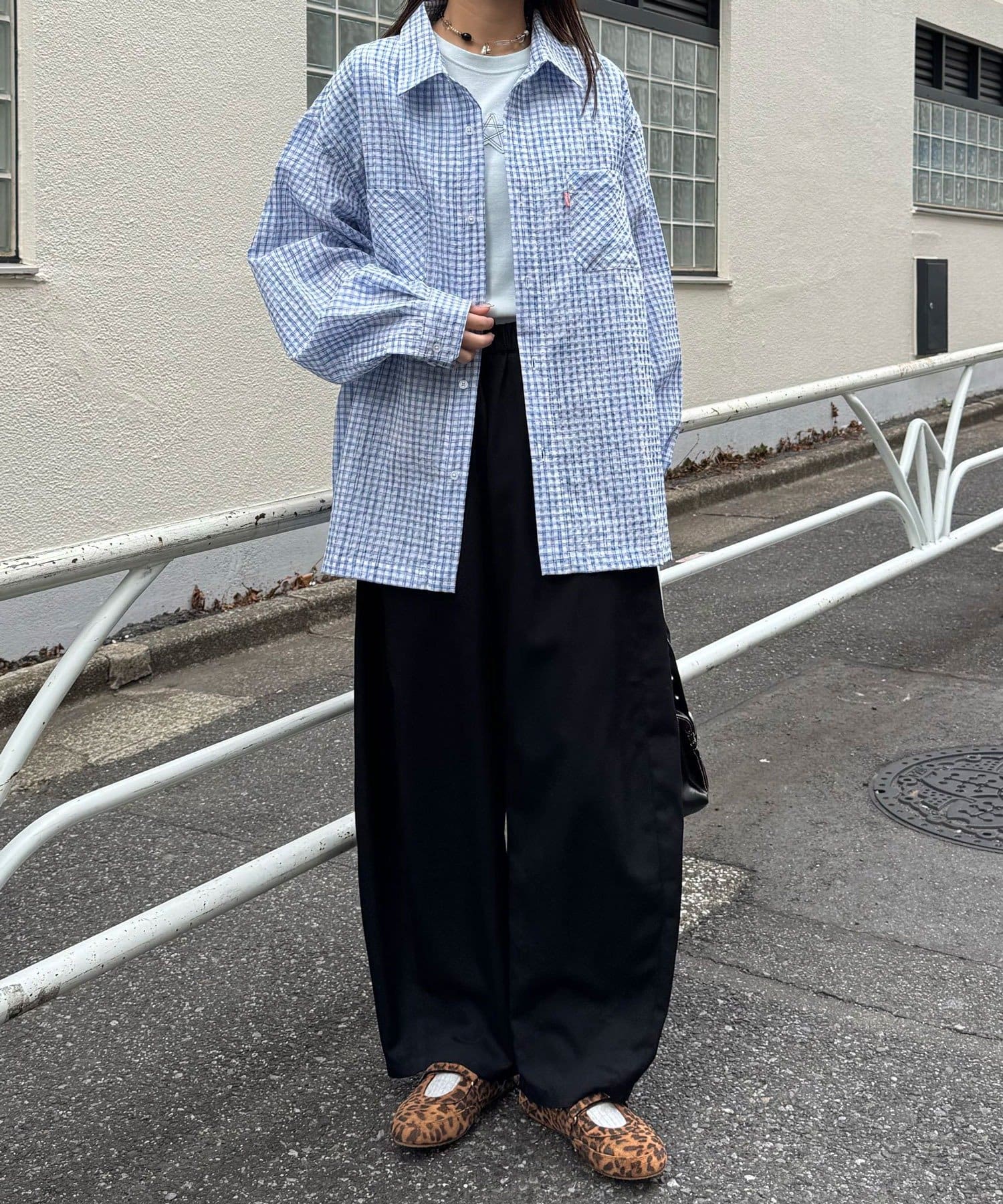 CIAOPANIC(チャオパニック) 【♡15で1500円OFFクーポン！？】チェックサッカー長袖シャツ