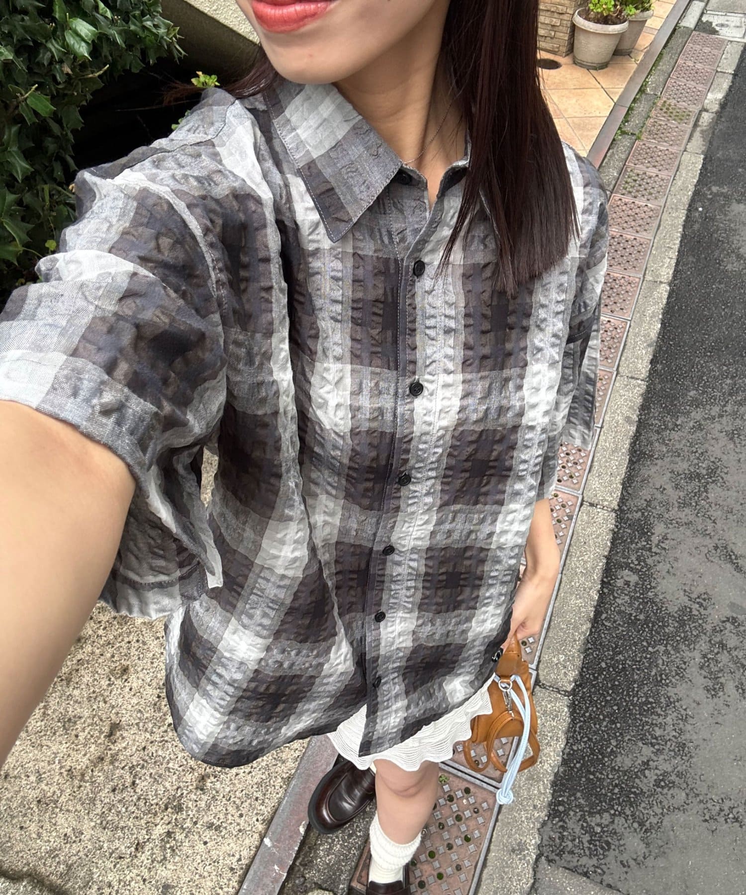 CIAOPANIC(チャオパニック) チェックサッカー半袖シャツ