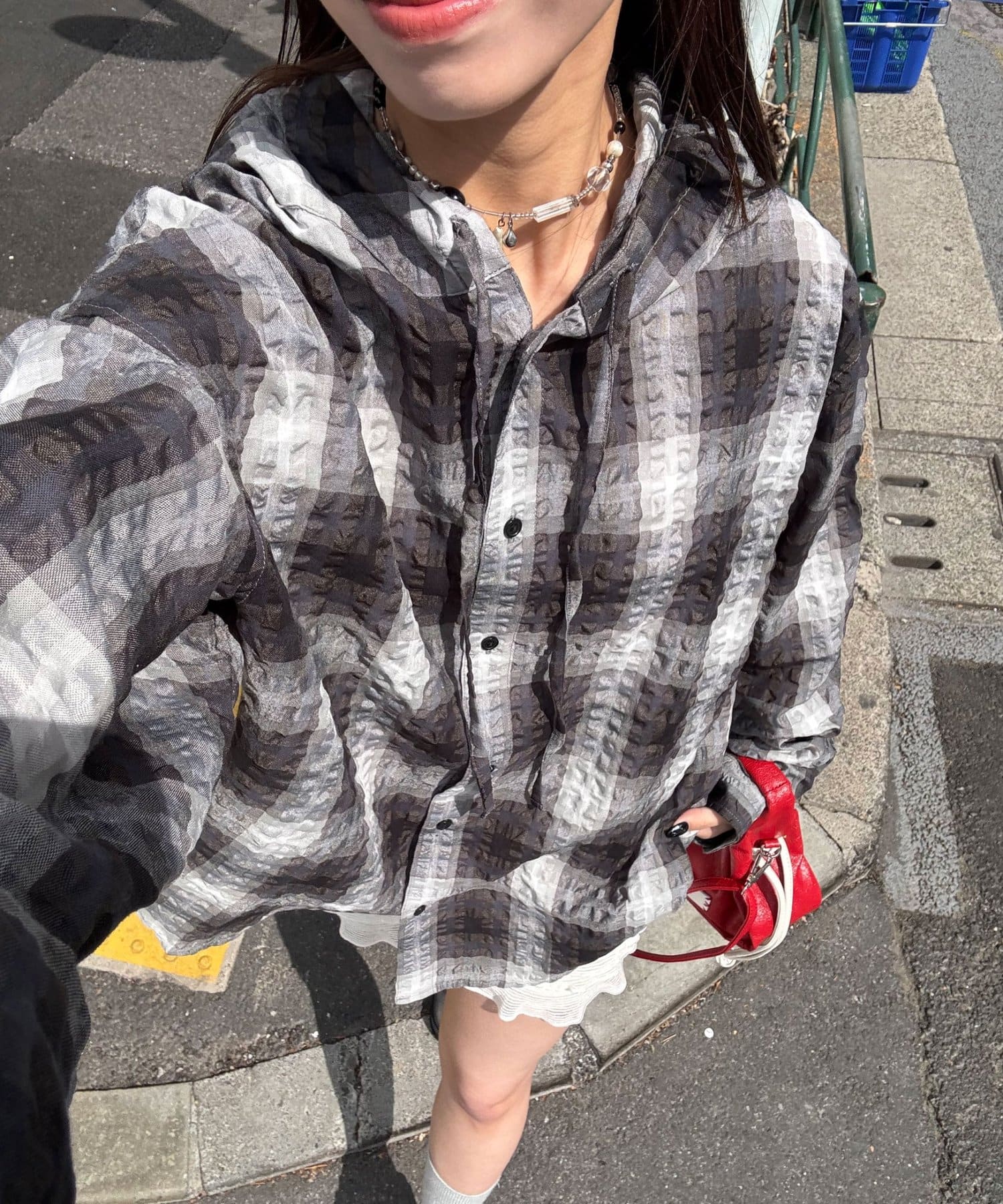 CIAOPANIC(チャオパニック) 【♡15で1500円OFFクーポン！？】チェックサッカー フードシャツ