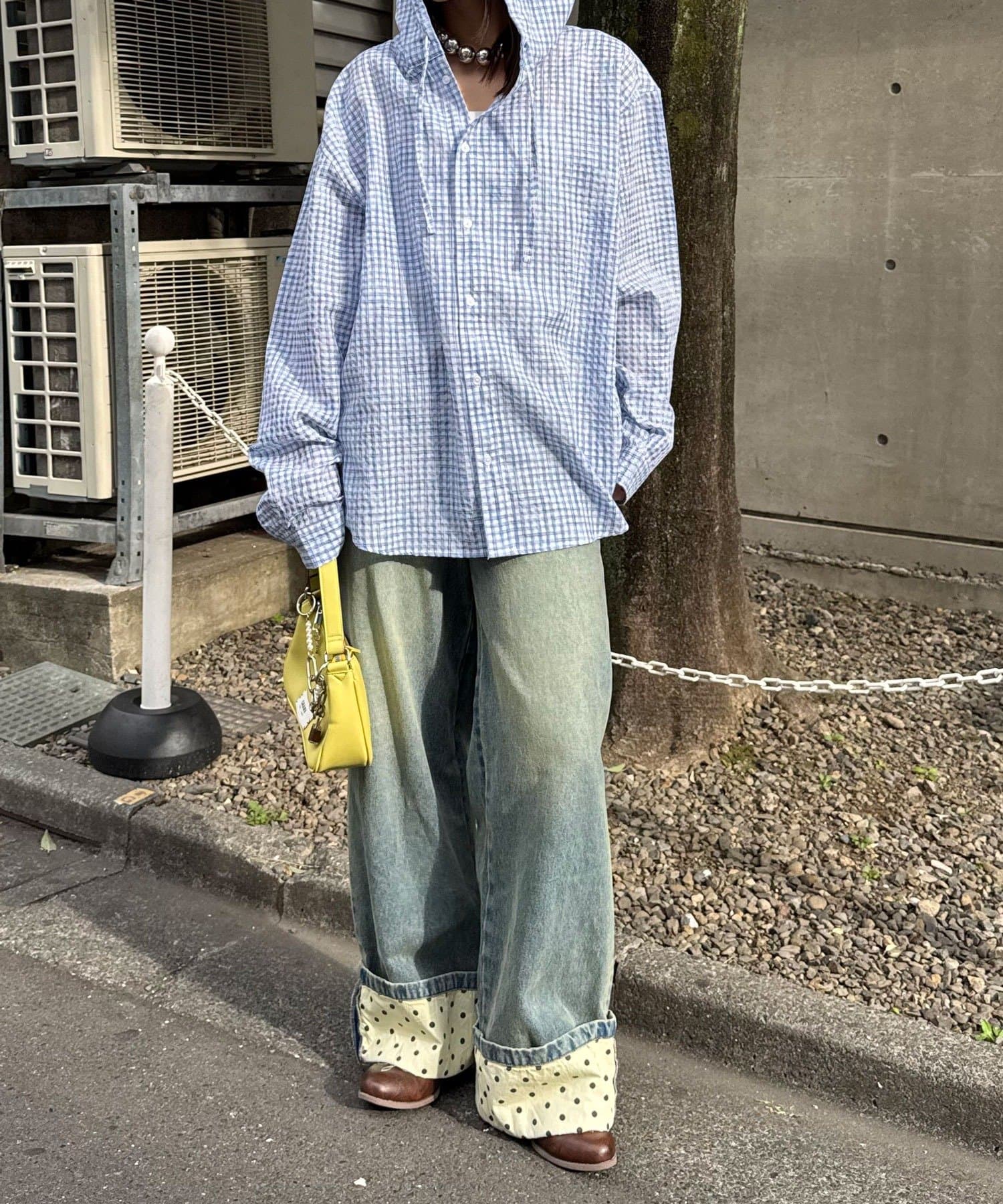 CIAOPANIC(チャオパニック) 【♡15で1500円OFFクーポン！？】チェックサッカー フードシャツ