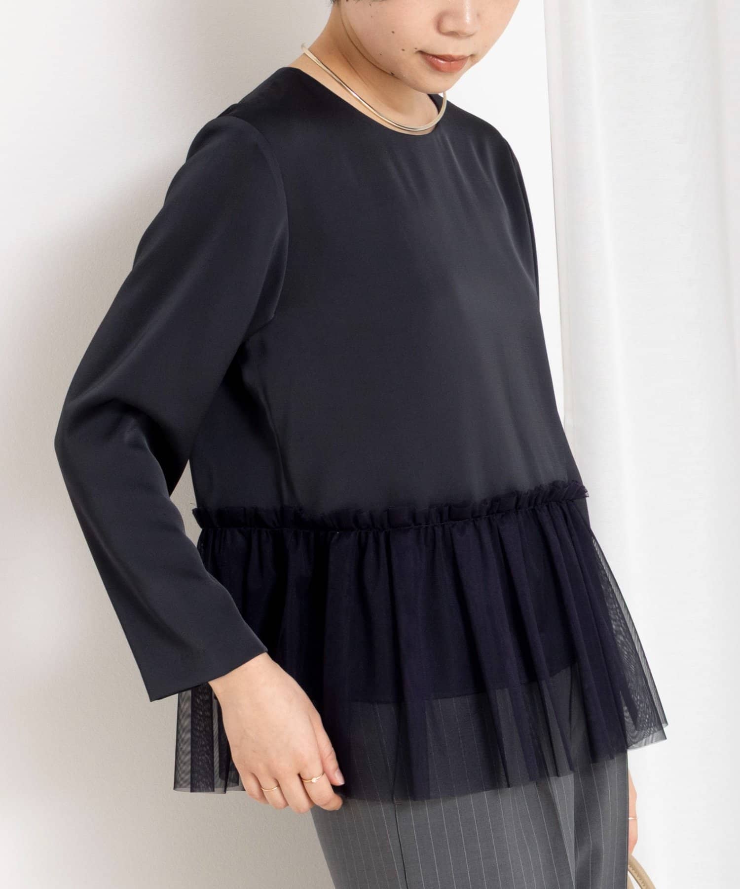 NOLLEY'S(ノーリーズ) オトナサテンペプラムブラウス