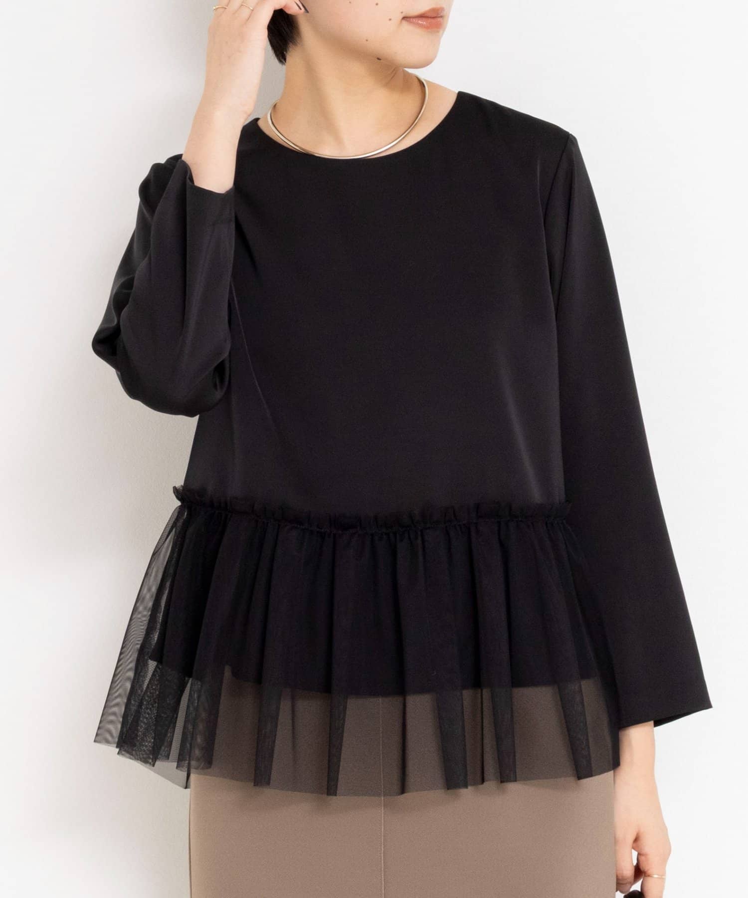 NOLLEY'S(ノーリーズ) オトナサテンペプラムブラウス