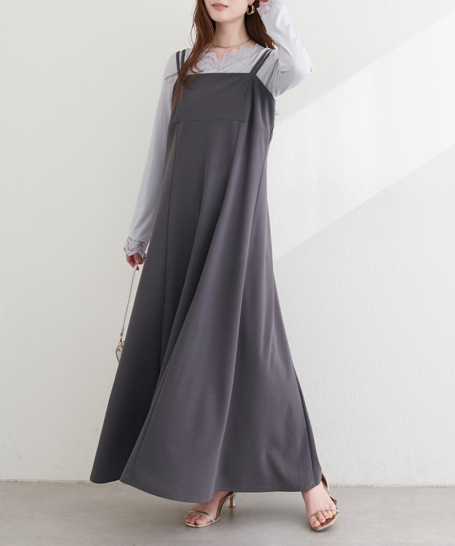 natural couture(ナチュラルクチュール) カットジョーゼットキャミワンピース