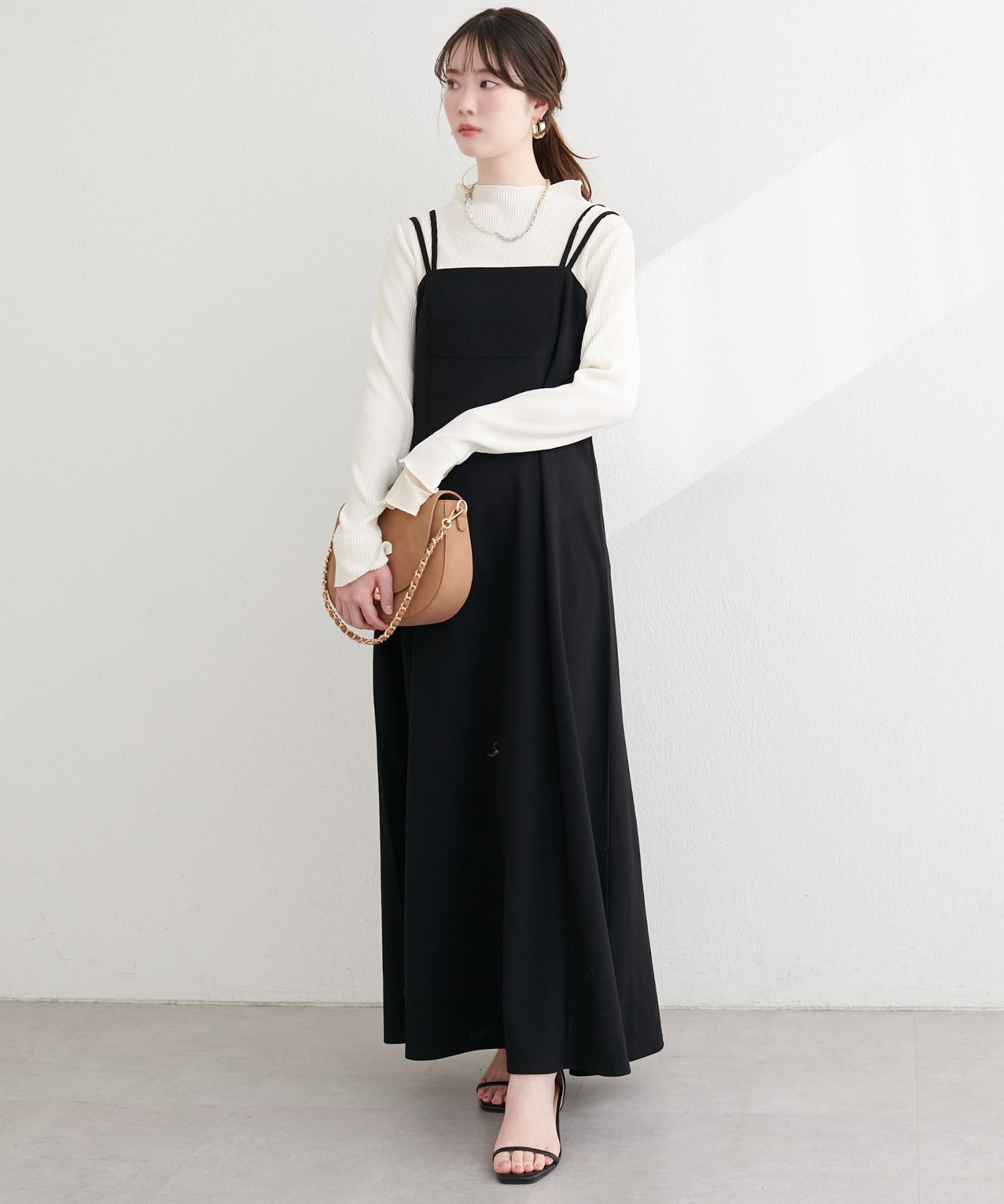 natural couture(ナチュラルクチュール) カットジョーゼットキャミワンピース