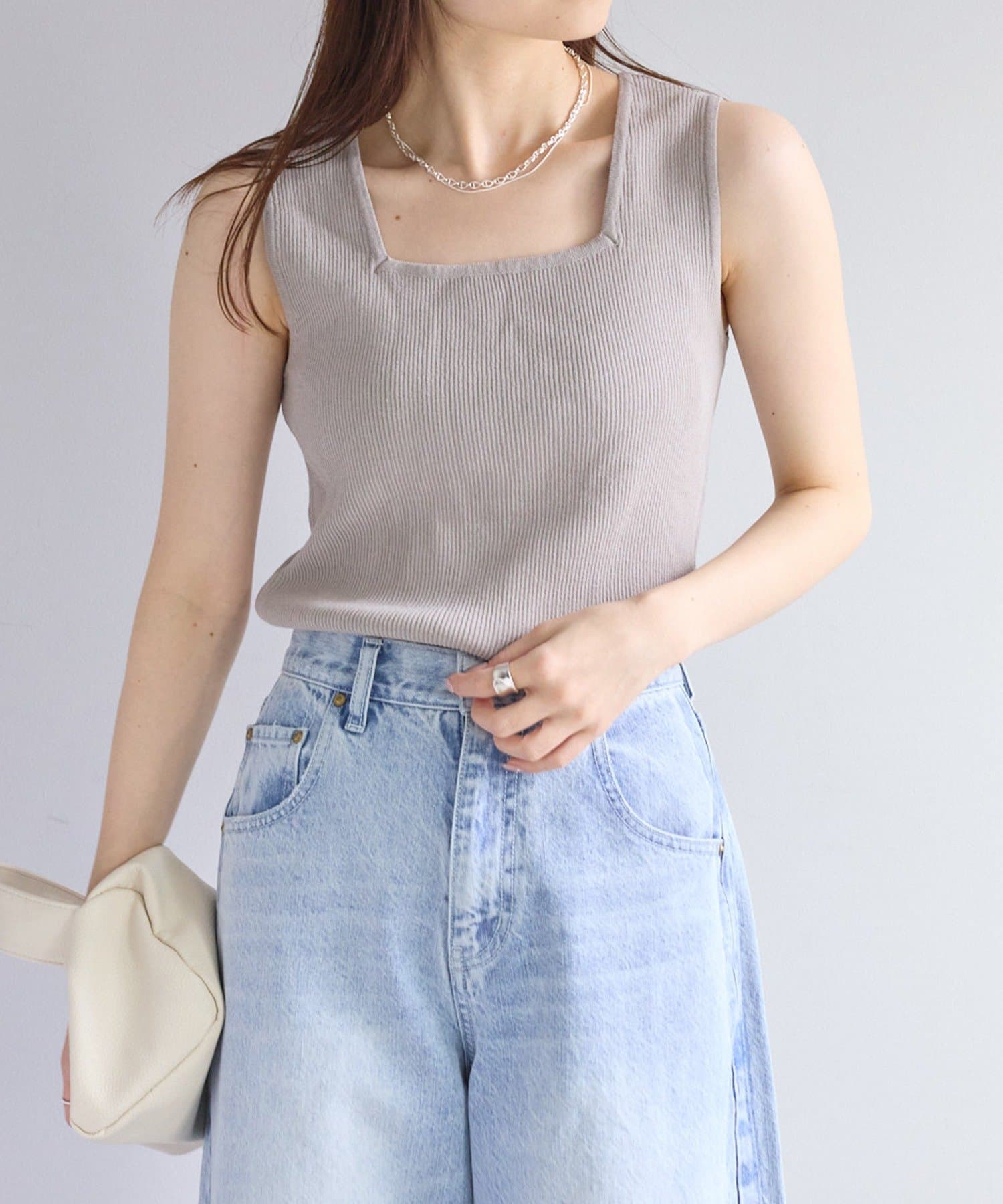 PUAL CE CIN(ピュアルセシン) 【リバイバル/Du noir】リネンタッチスクエアタンク