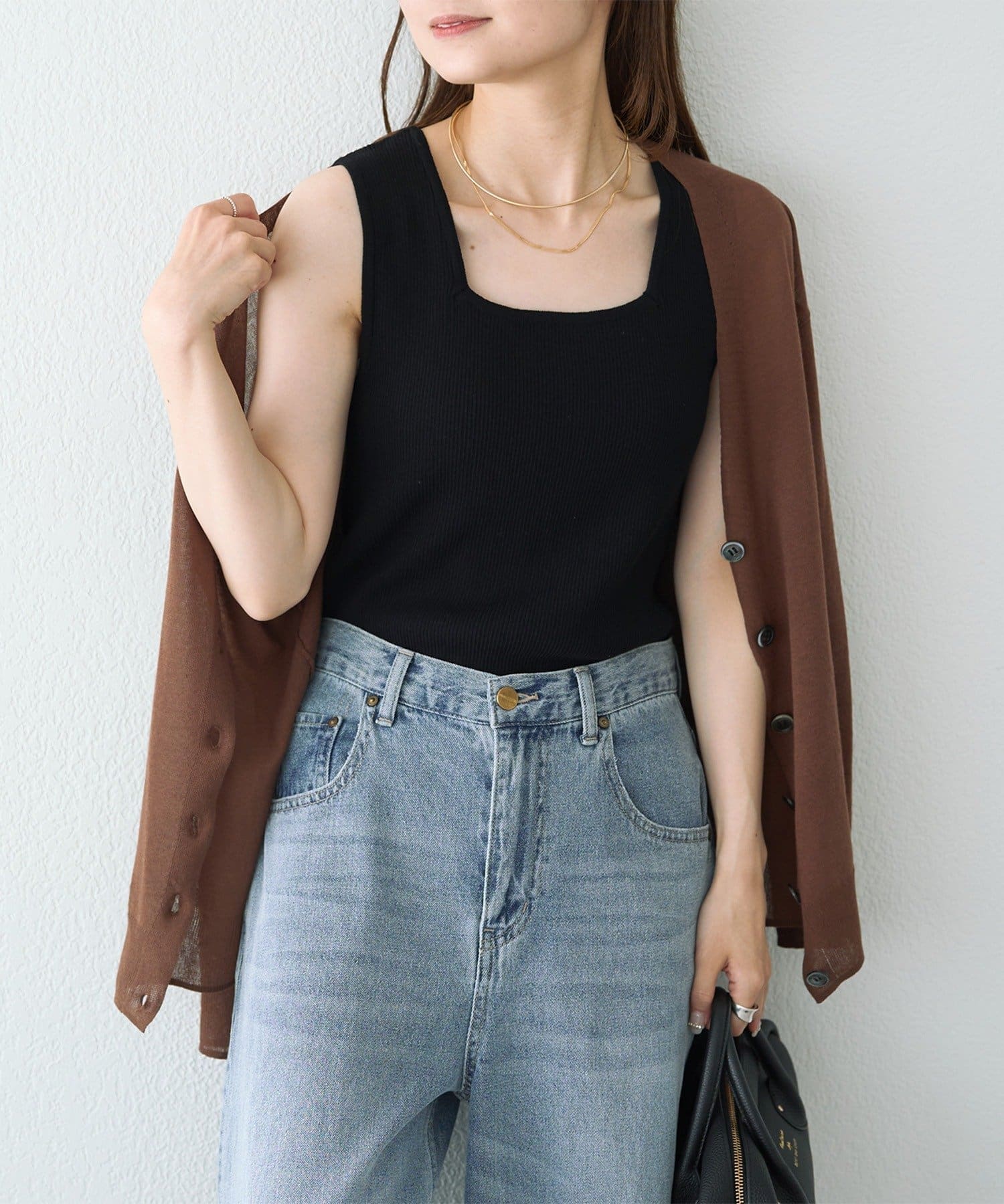 PUAL CE CIN(ピュアルセシン) 【リバイバル/Du noir】リネンタッチスクエアタンク