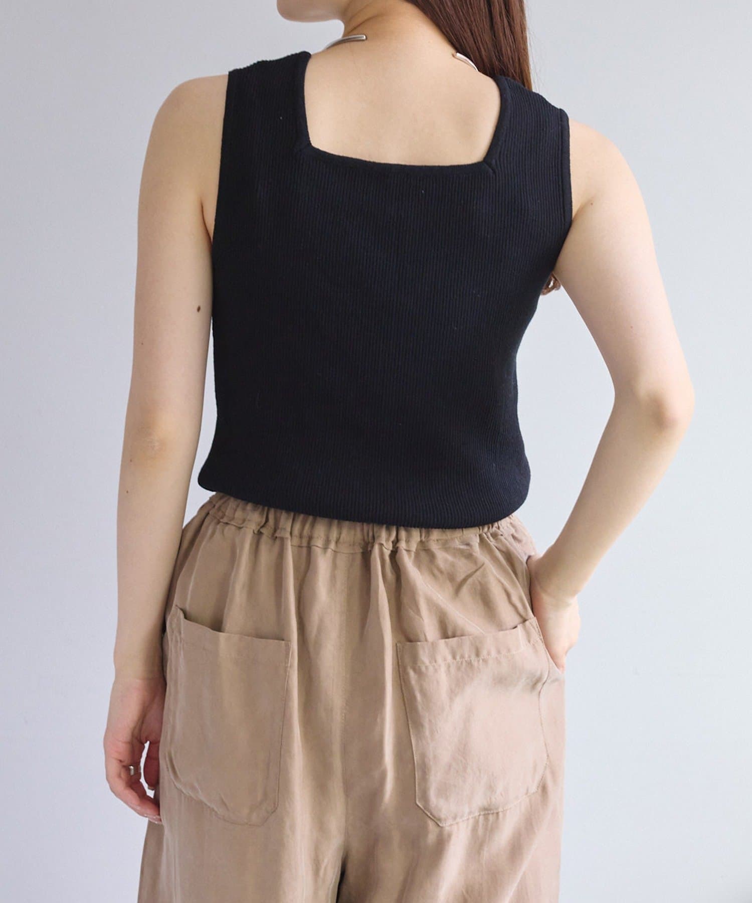 PUAL CE CIN(ピュアルセシン) 【リバイバル/Du noir】リネンタッチスクエアタンク