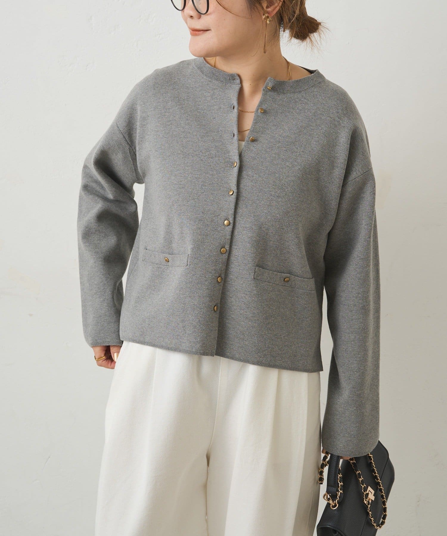 PUAL CE CIN(ピュアルセシン) 【手洗い可能】ミラノリブニットカーディガン