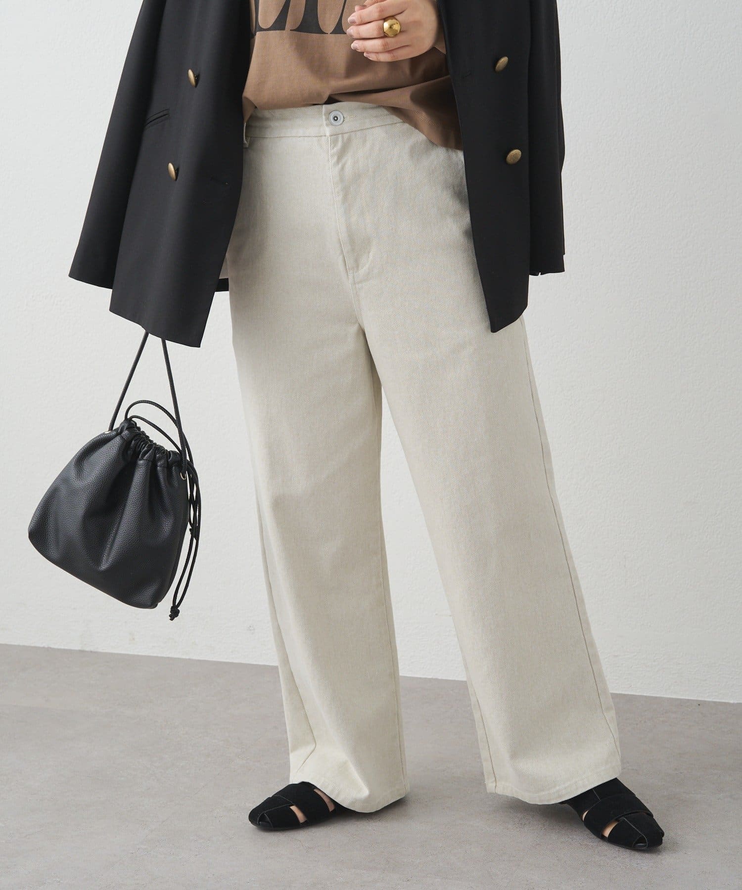 PUAL CE CIN(ピュアルセシン) カツラギワイドストレートパンツ