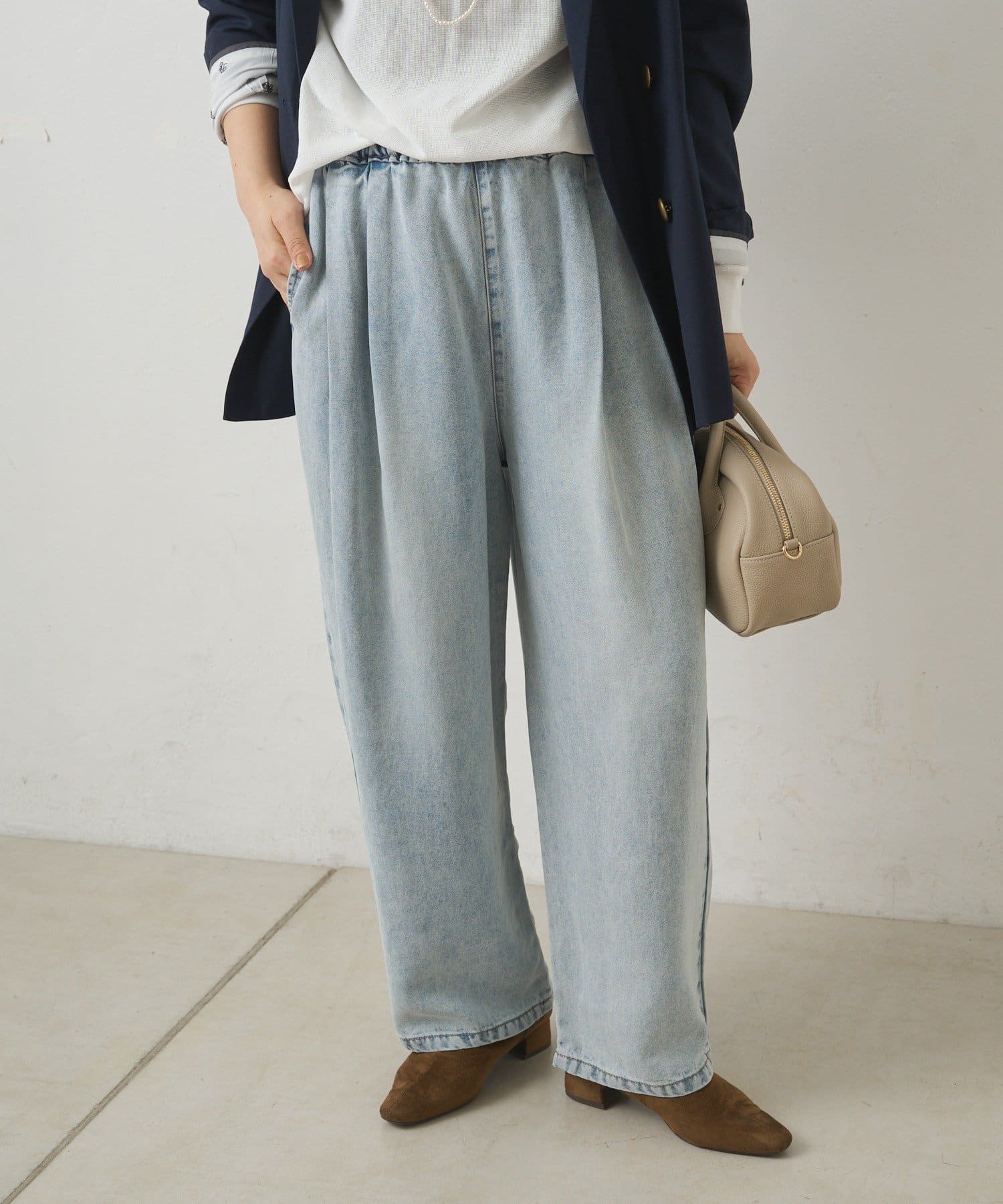 PUAL CE CIN(ピュアルセシン) リヨセル混デニムツータックイージーパンツ