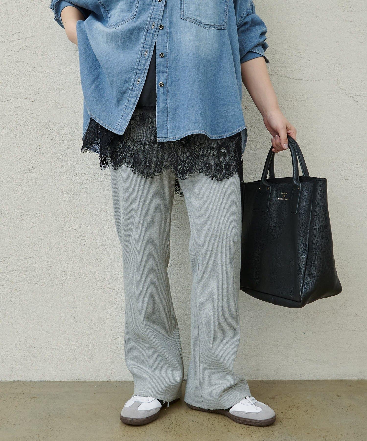 PUAL CE CIN(ピュアルセシン) 【＠noricorico102企画】《-3キロ見え》微フレアリブパンツ