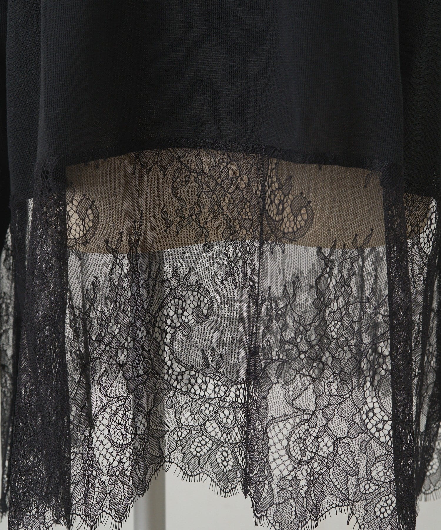 PUAL CE CIN(ピュアルセシン) レースヘムシアーワッフルカットソー