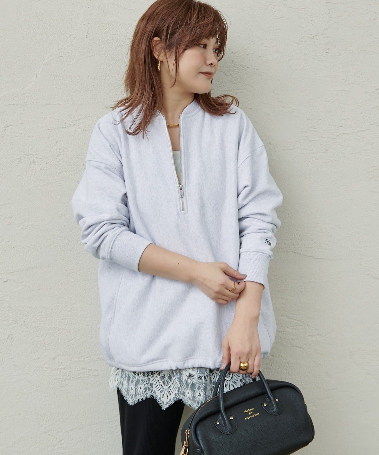 PUAL CE CIN(ピュアルセシン) 【＠noricorico102企画】ハーフジップドローコードスウェット